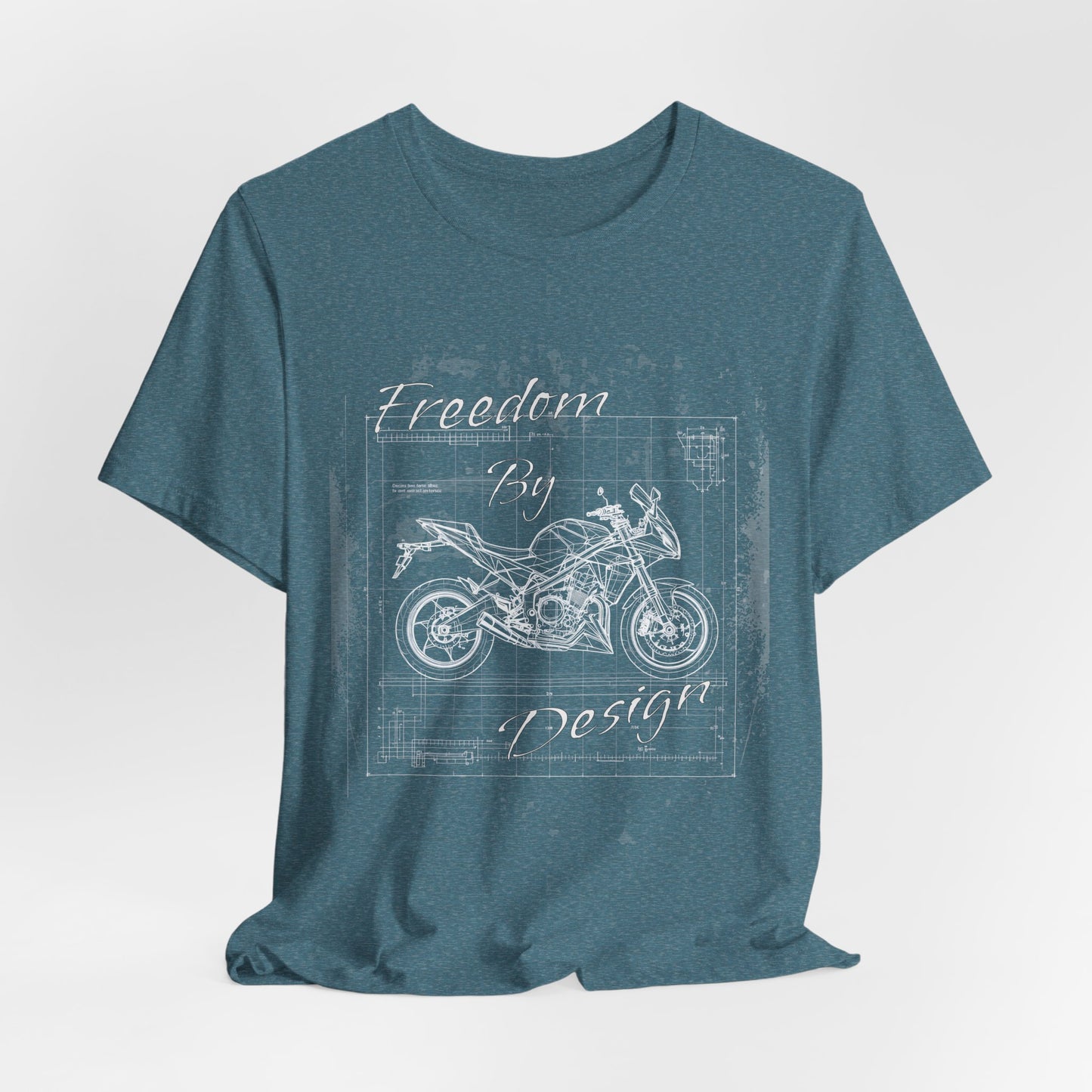 Freedom By Design Motorcycle T-Shirt , Blueprint Motorbike Tee , Biker Dad Gift , Mechanic Shirt , Motorcycle Rider Gift for Him