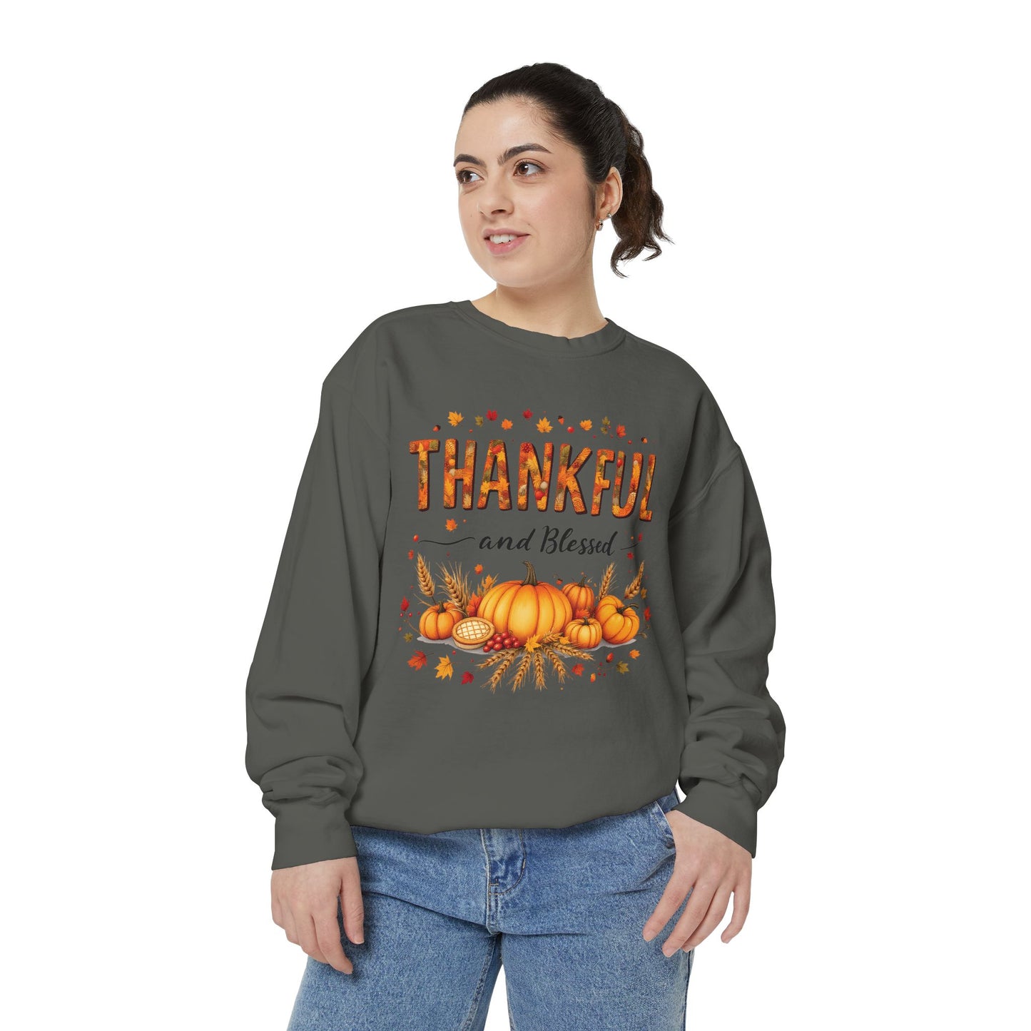 Thankful and Blessed Comfort Colours Sweatshirt, Cozy Fall Apparel, Fall Harvest Top,