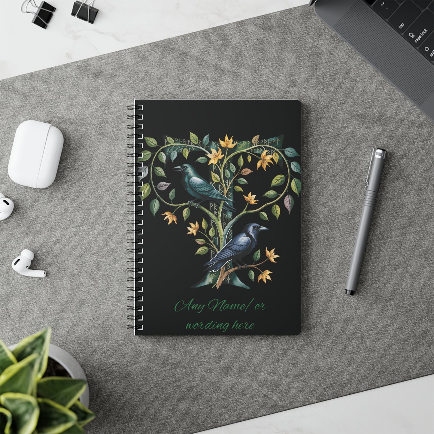 Personalized Norse Witchy Monogram A5 Notebook, Custom Journal,Monogram Notebook, Grimoire Journal, Book Of Shadows, Viking Grimoire Journal