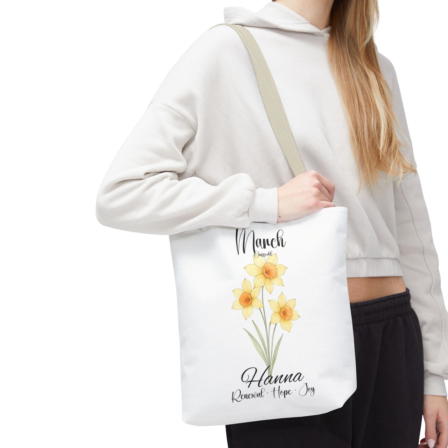 Custom botanical tote bag for her, birth month flower, milestone birthdays, bestfriend gift.