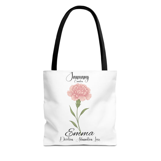 Personlized Birth Month Flower Tote Bag, Botanical Aesthetic Canvas Tote Bag, Bestfriend Gift