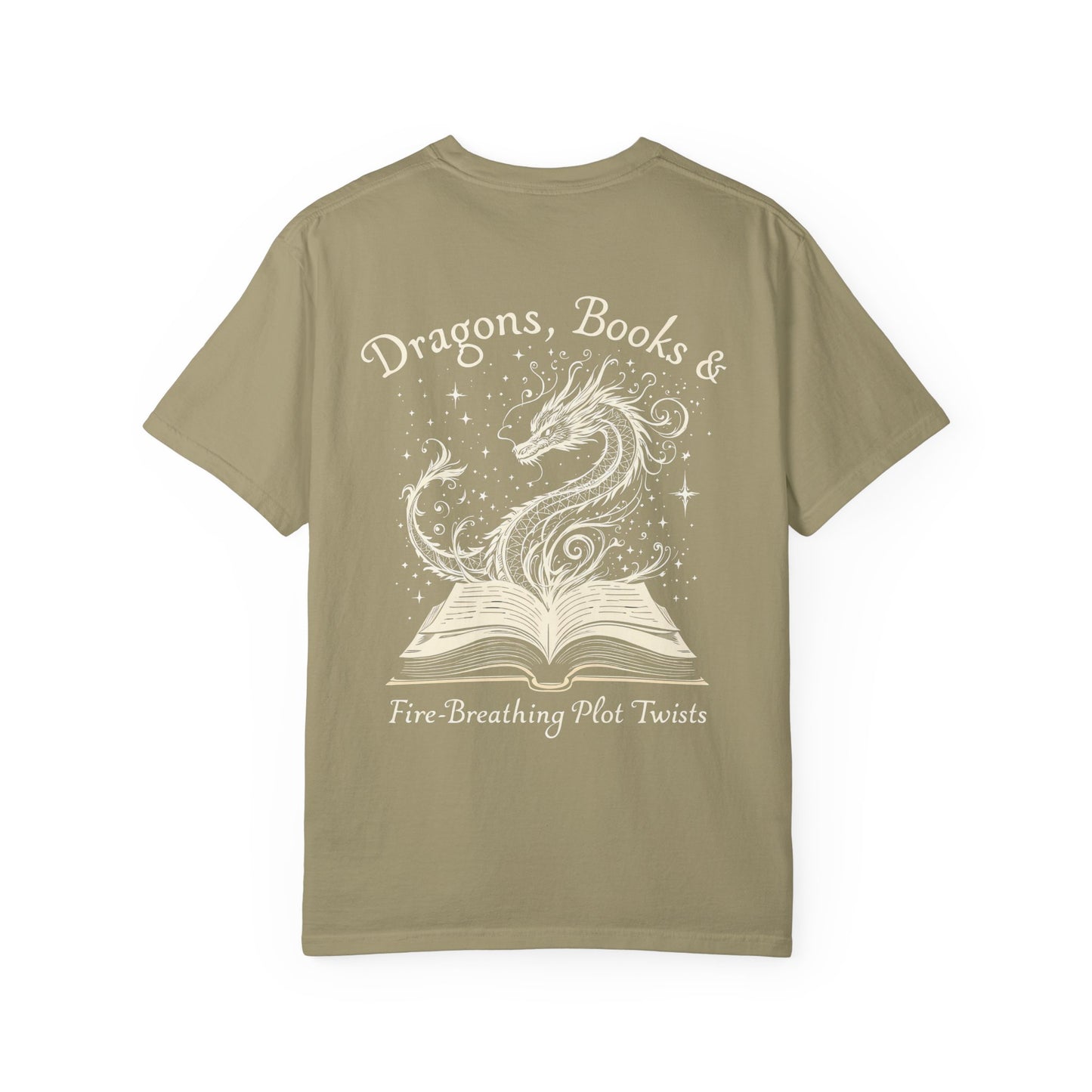 Book Lover Tee, Comfort Colors Dragon Shirt, Fantasy Reader, Bibliophile Gift.