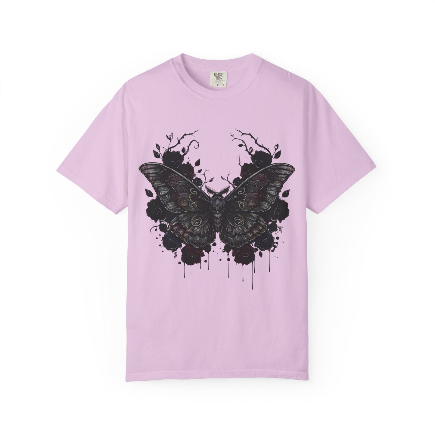 Death Moth Gothic Apparel | Dark Aesthetic Comfort Colours Tee | Alternative Goth T-Shirt