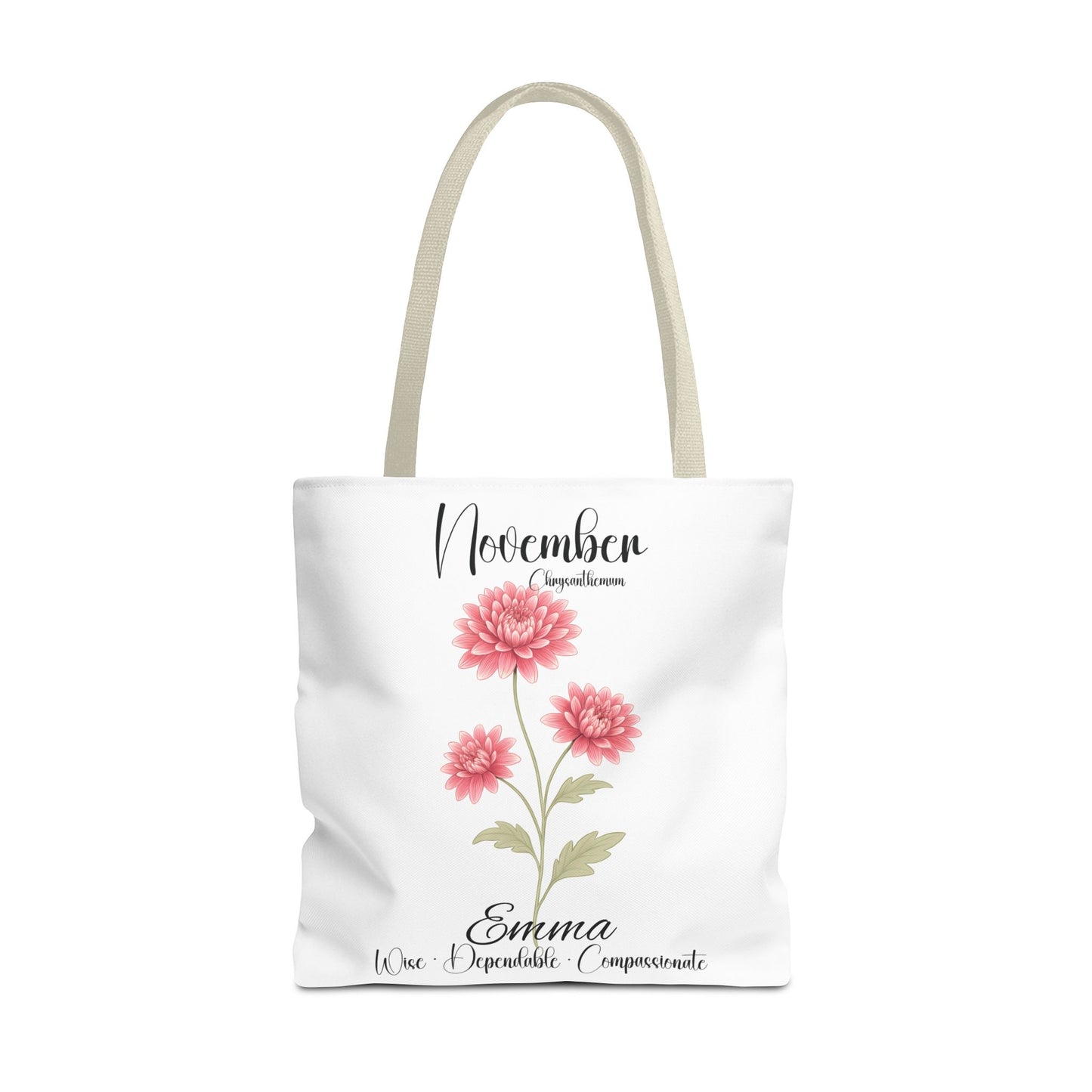 Personlized Birth Month Flower Tote Bag, Botanical Aesthetic Canvas Tote Bag, Bestfriend Gift
