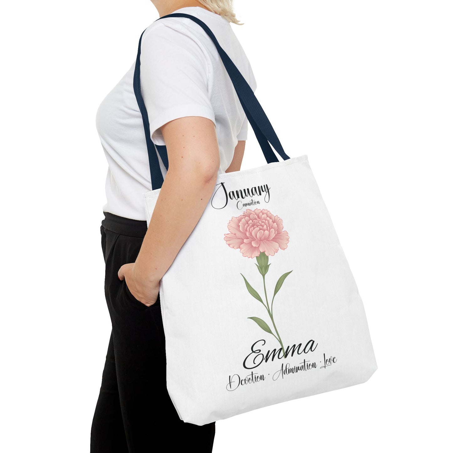 Personlized Birth Month Flower Tote Bag, Botanical Aesthetic Canvas Tote Bag, Bestfriend Gift