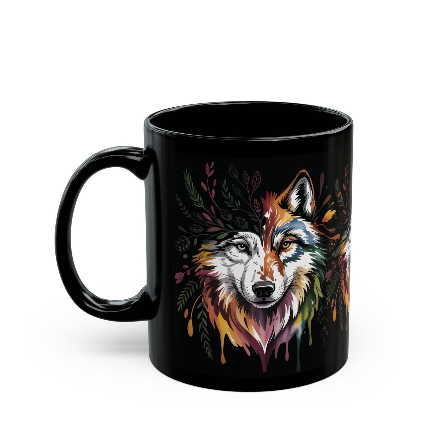 Colorful Watercolor Wolf Art Mug | Wolf Coffee Mug