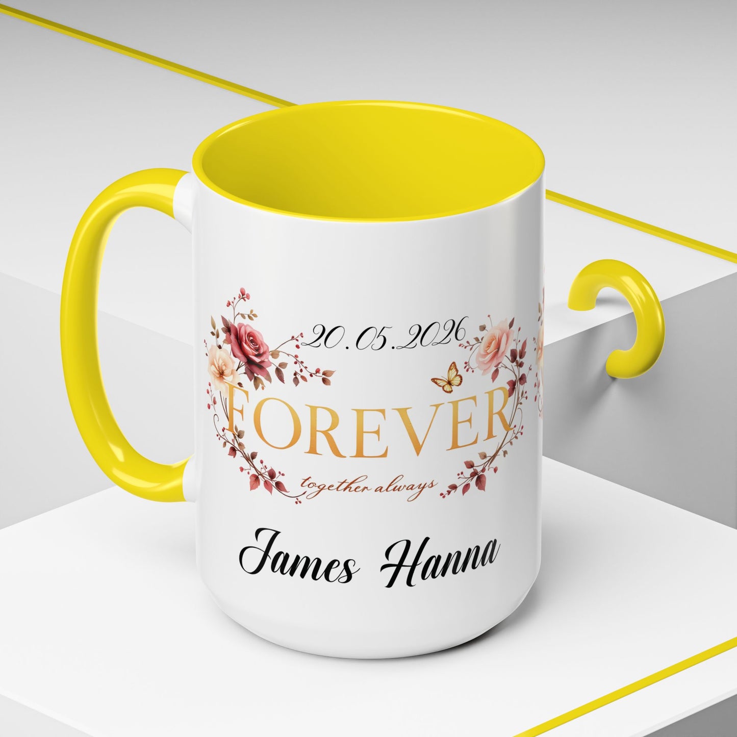 Custom wedding mug, valentines day gift, anniversary mug, bridal shower mug.