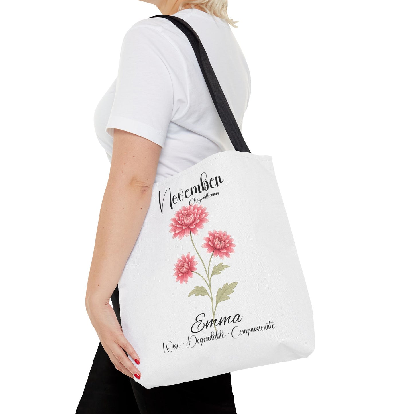 Personlized Birth Month Flower Tote Bag, Botanical Aesthetic Canvas Tote Bag, Bestfriend Gift