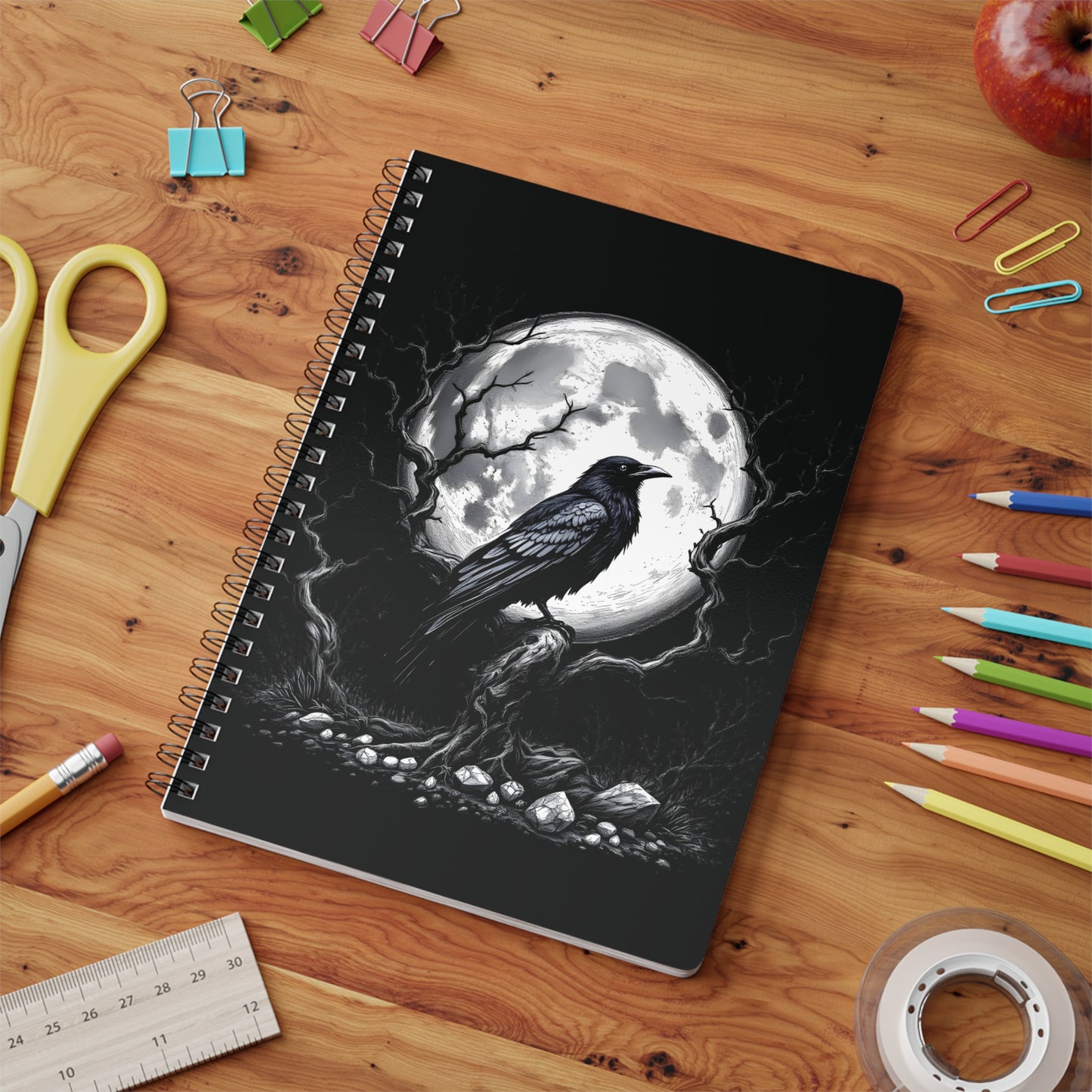 Moonlit Raven Gothic Witchy Notebook, Grimoire Journal, Raven Notebook, Witchy Journal,Whimsigoth Style,Gothic Journal,Spell Book,raven gift