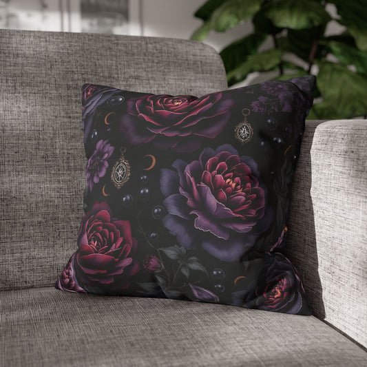 Gothic Floral Pillowcase, Vintage Decor Pillow, Home Accent Cushion, Bohemian Indoor Pillow, Gift for Housewarming