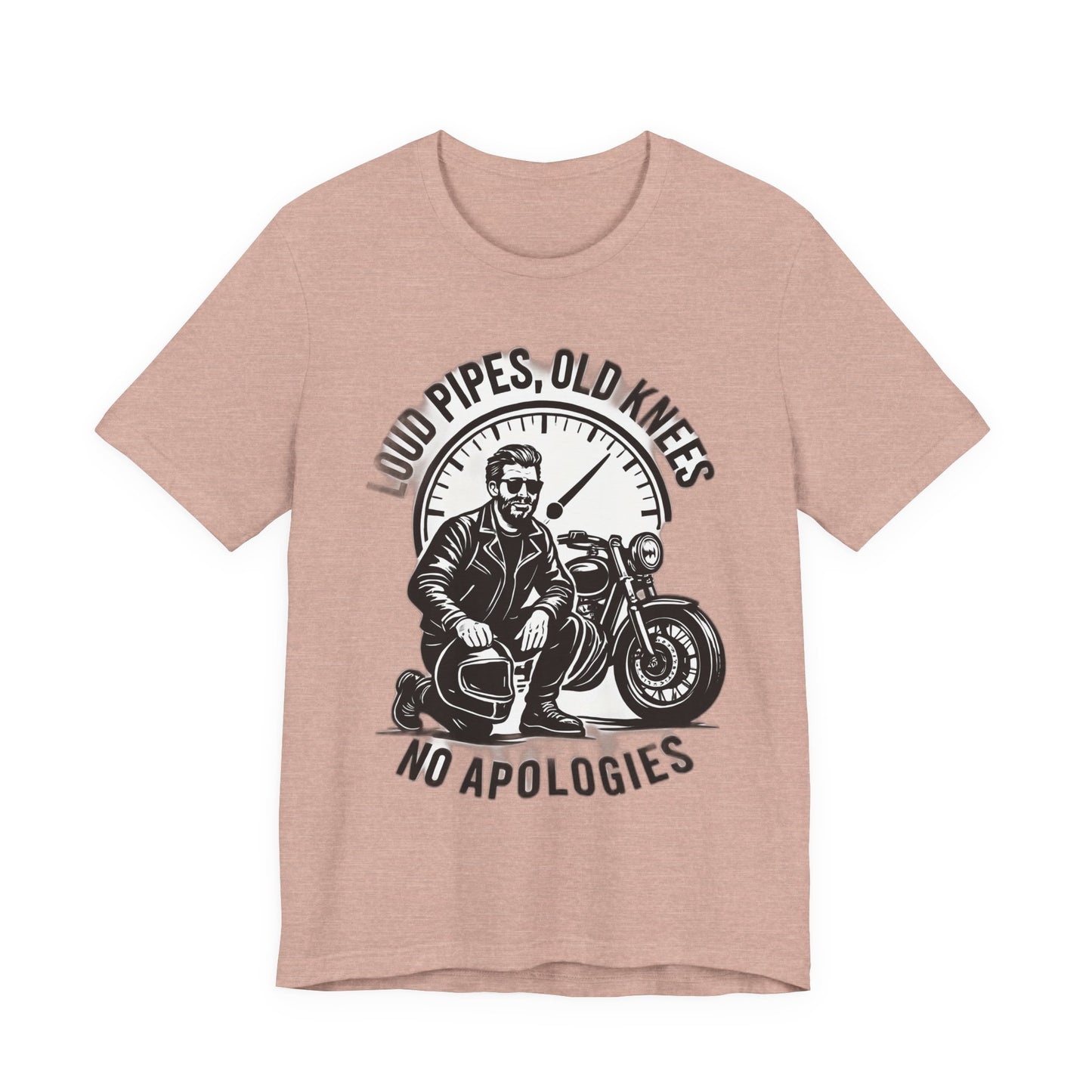 Loud Pipes No Apologies Biker Tee, This funny biker shirt encapsulates the essence of true biker fashion with its bold design and vintage motorbike vibe.