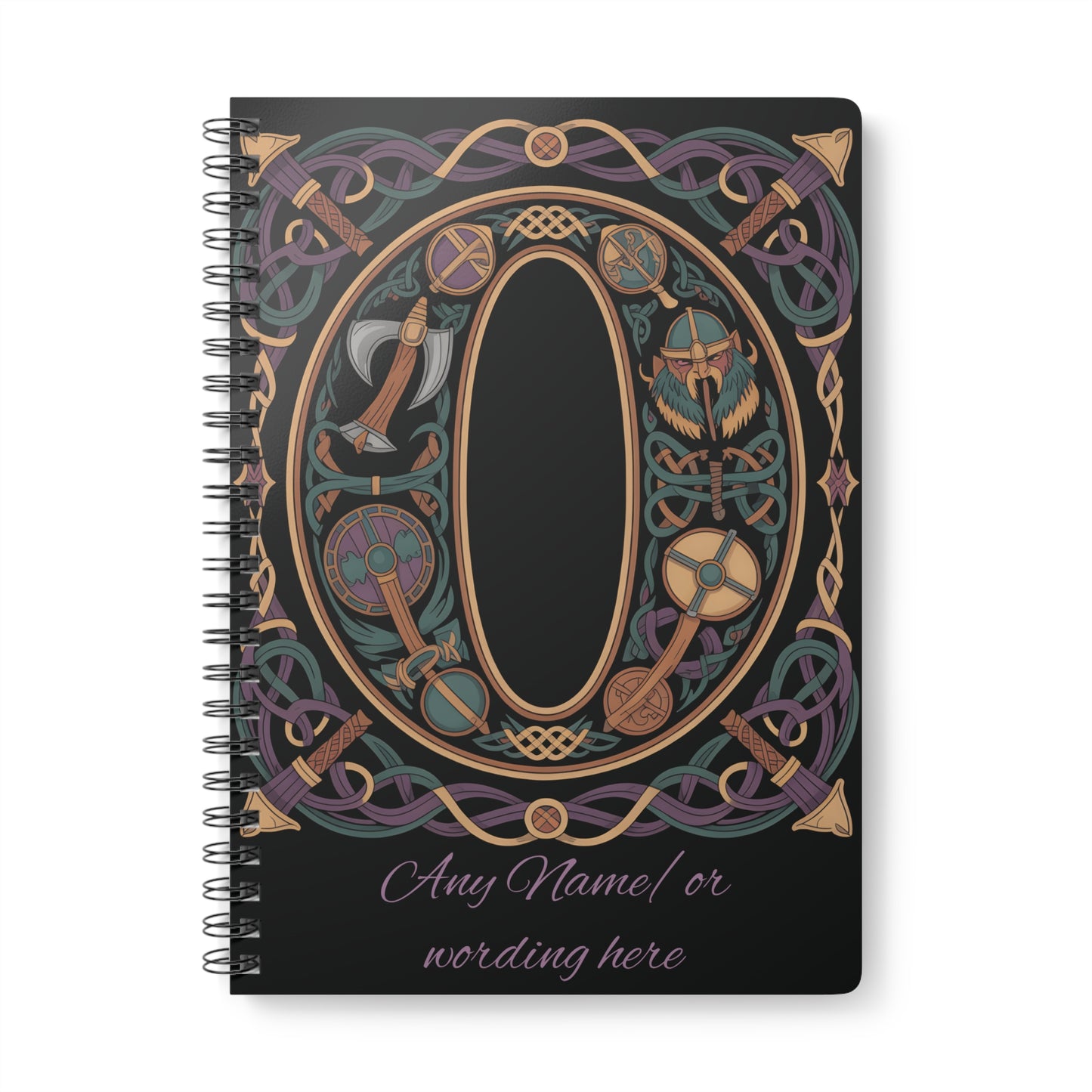 Personalized Norse Witchy Monogram A5 Notebook, Custom Journal,Monogram Notebook, Grimoire Journal, Book Of Shadows, Viking Grimoire Journal
