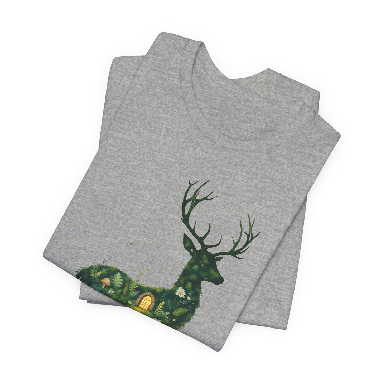 Moss Deer Silhouette Shirt, Forestcore Tee, Botanical Nature Animal Print, Woodland Gift