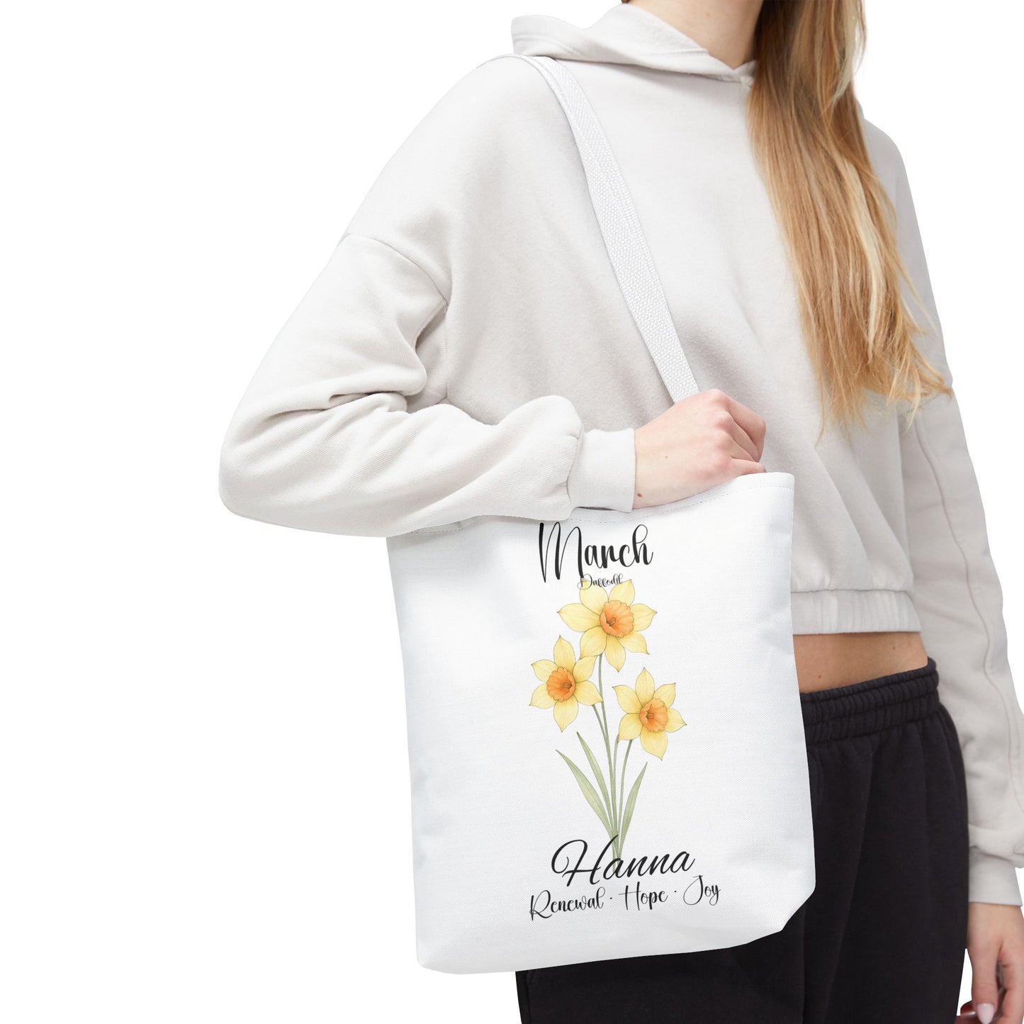 Custom botanical tote bag for her, birth month flower, milestone birthdays, bestfriend gift.