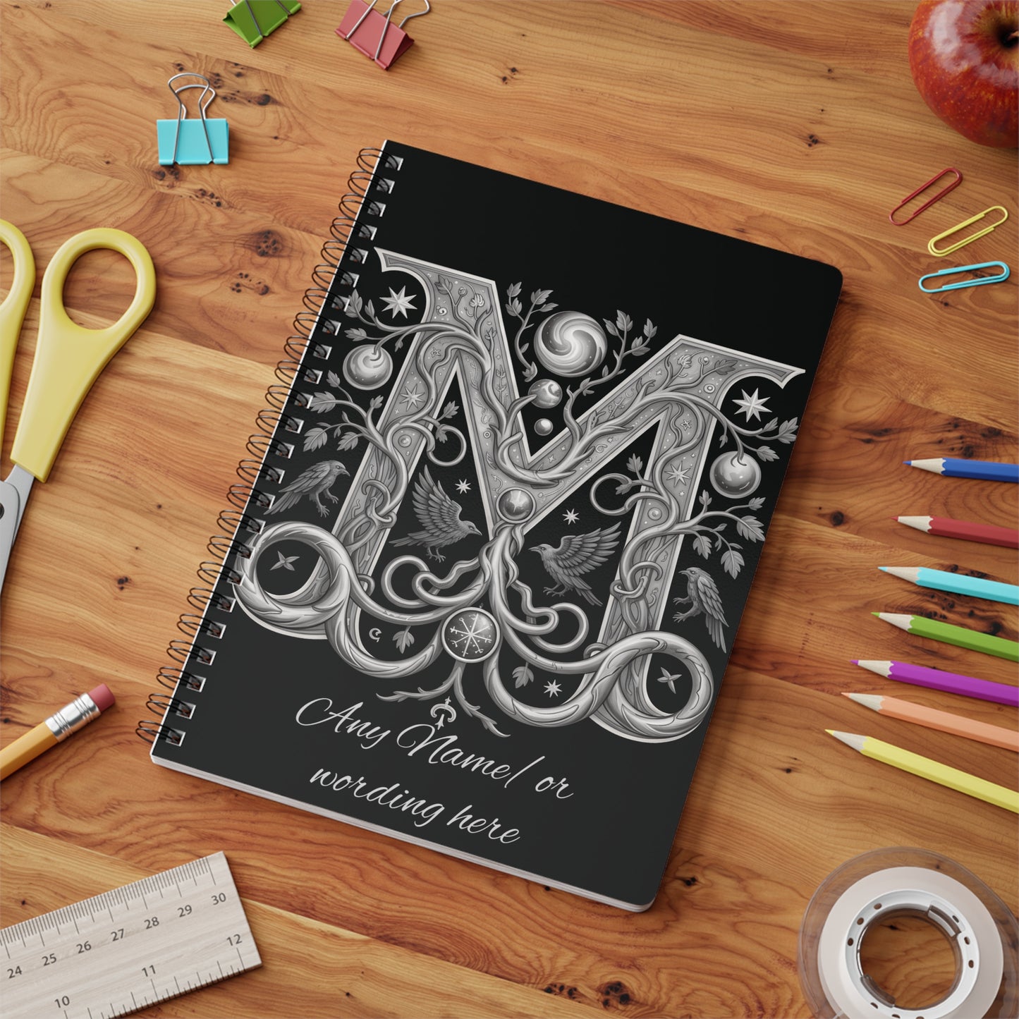 Personalized Norse Witchy Monogram A5 Notebook, Custom Journal.