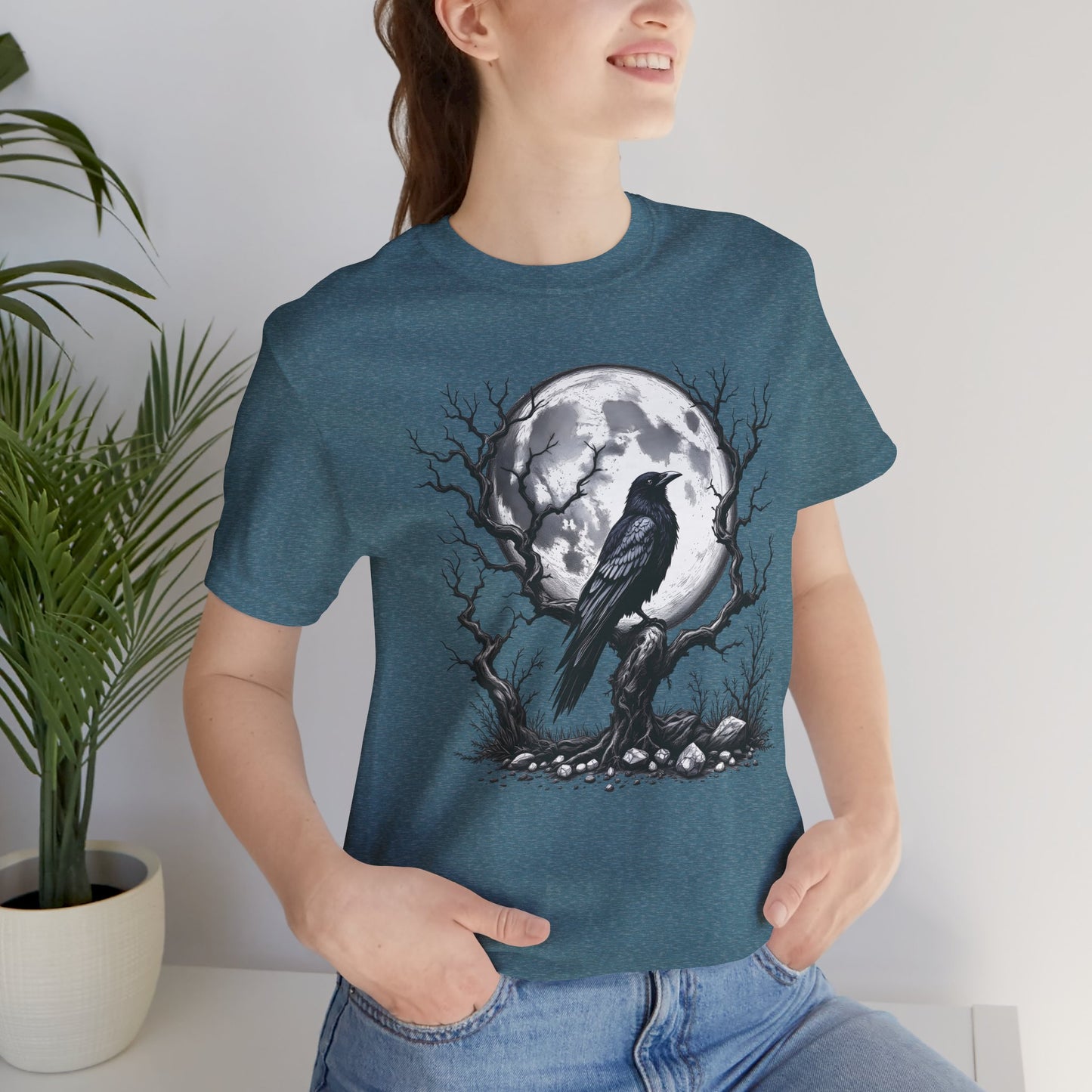 Moonlit Raven Shirt, Raven T Shirt, Black Crow Tee, Crows T Shirt, Pagan Shirt.