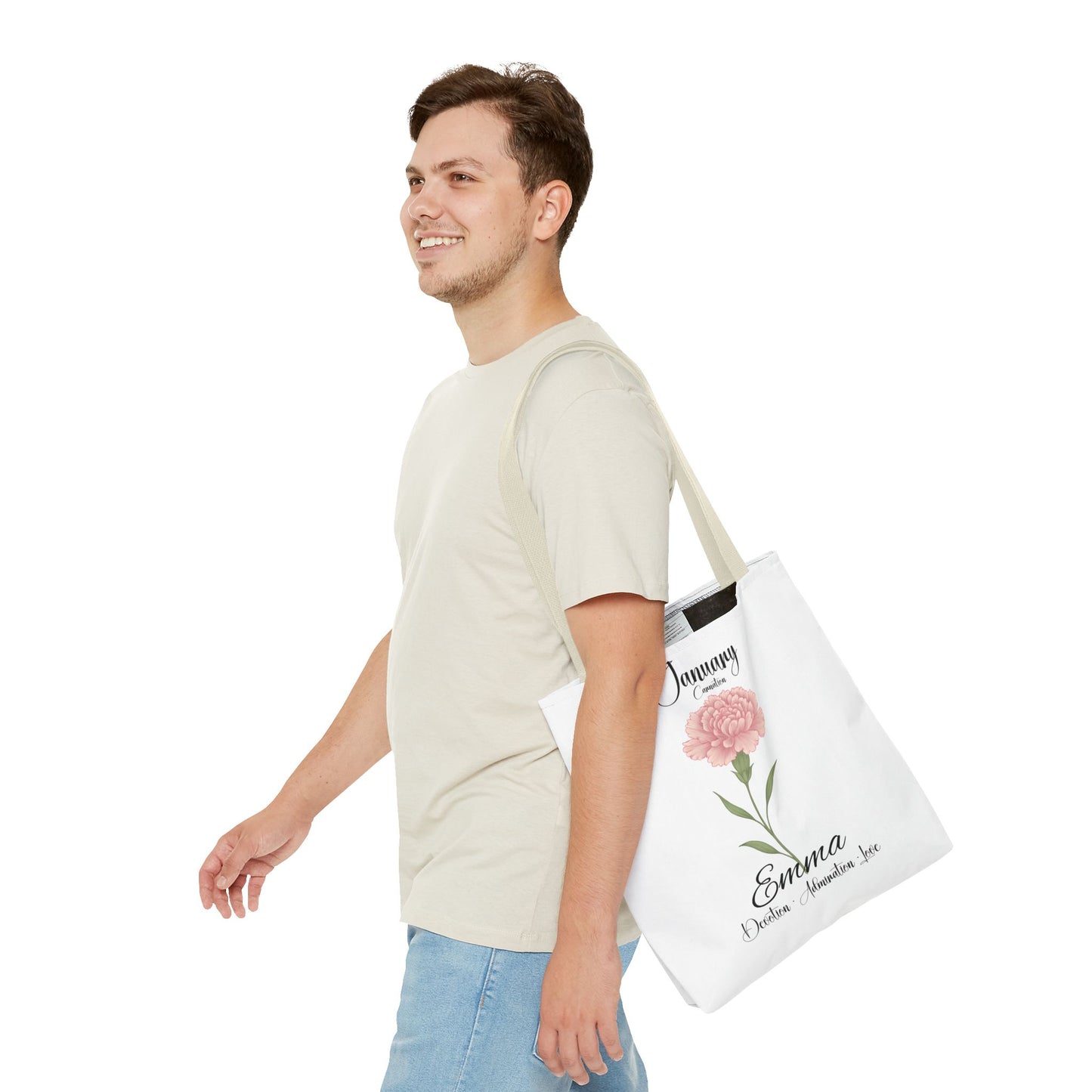 Personlized Birth Month Flower Tote Bag, Botanical Aesthetic Canvas Tote Bag, Bestfriend Gift