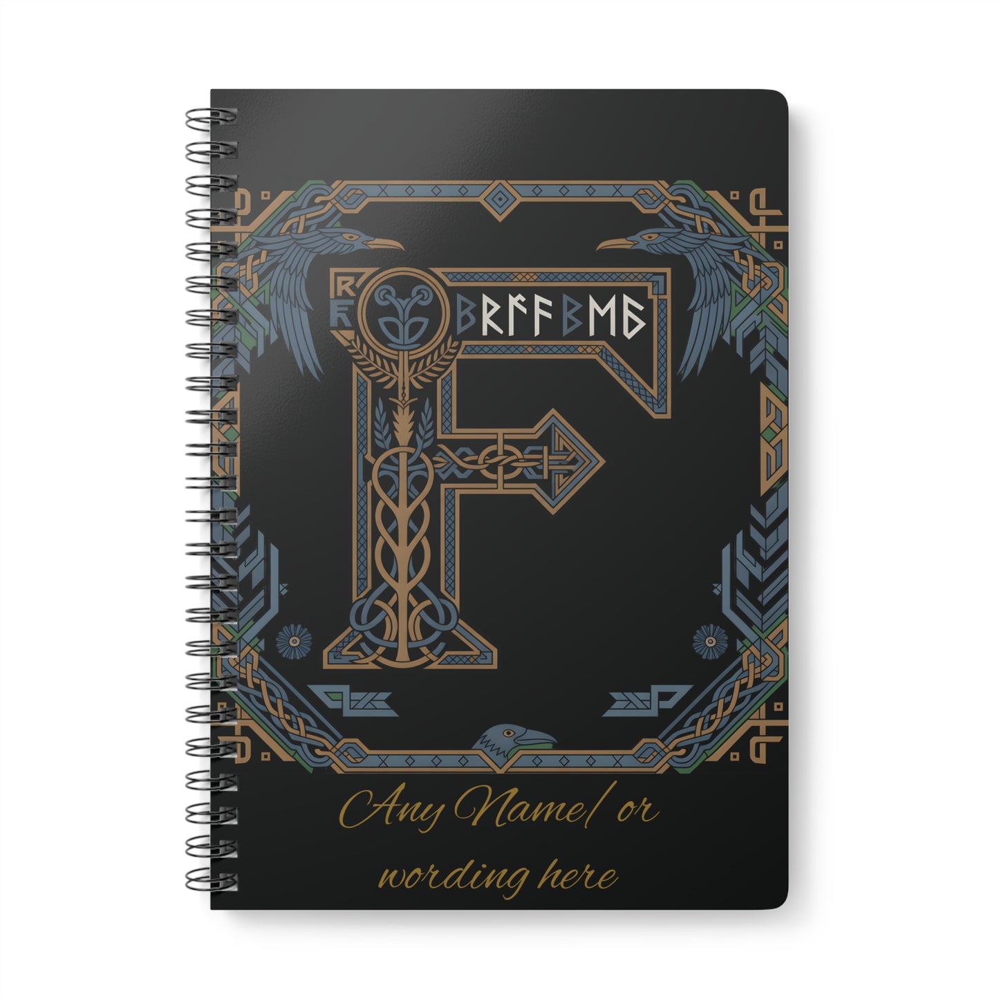 Personalized Norse Witchy Monogram A5 Notebook, Custom Journal,Monogram Notebook, Grimoire Journal, Book Of Shadows, Viking Grimoire Journal
