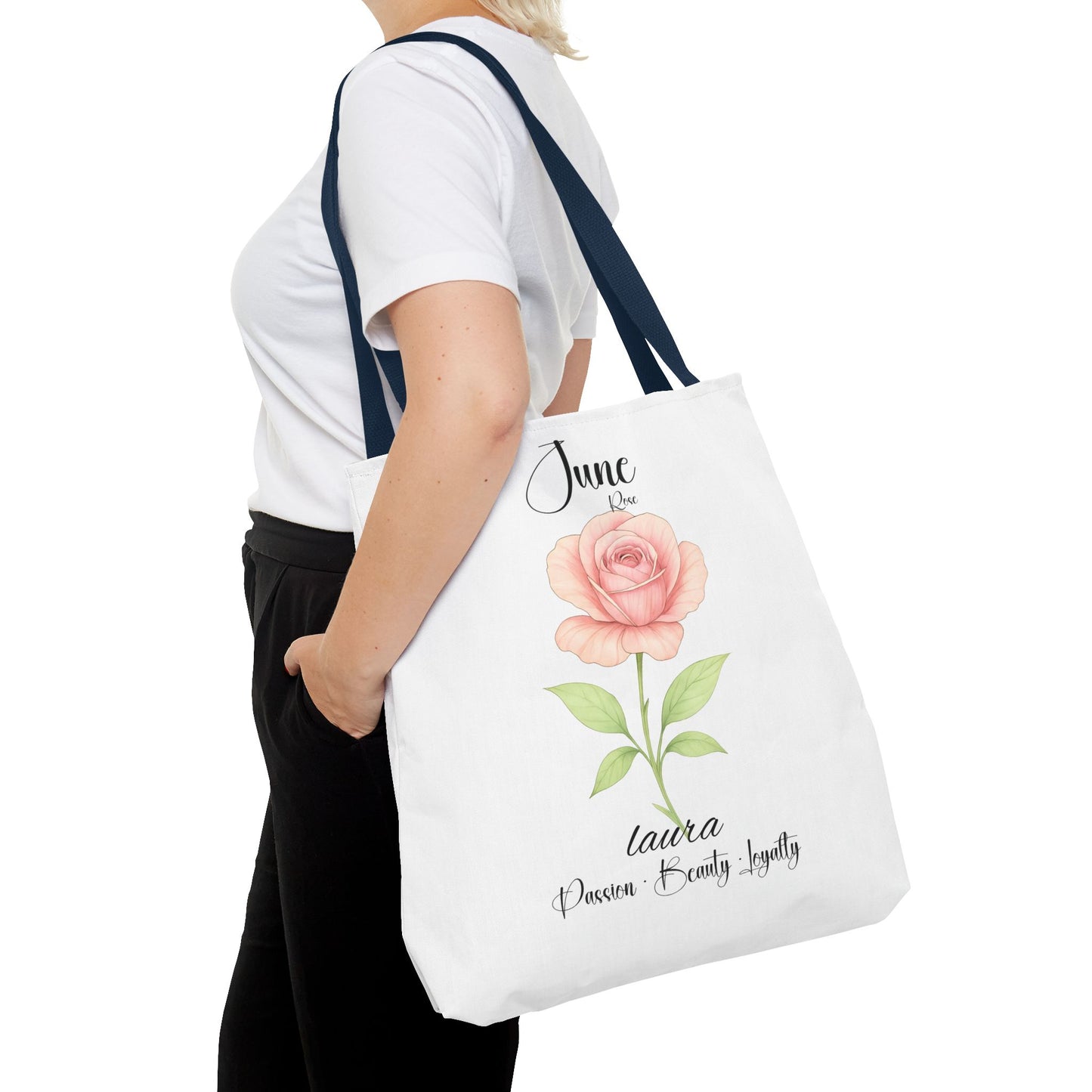 Personlised birth month flower bag for her, milestone birthdays, bestfriend gift.