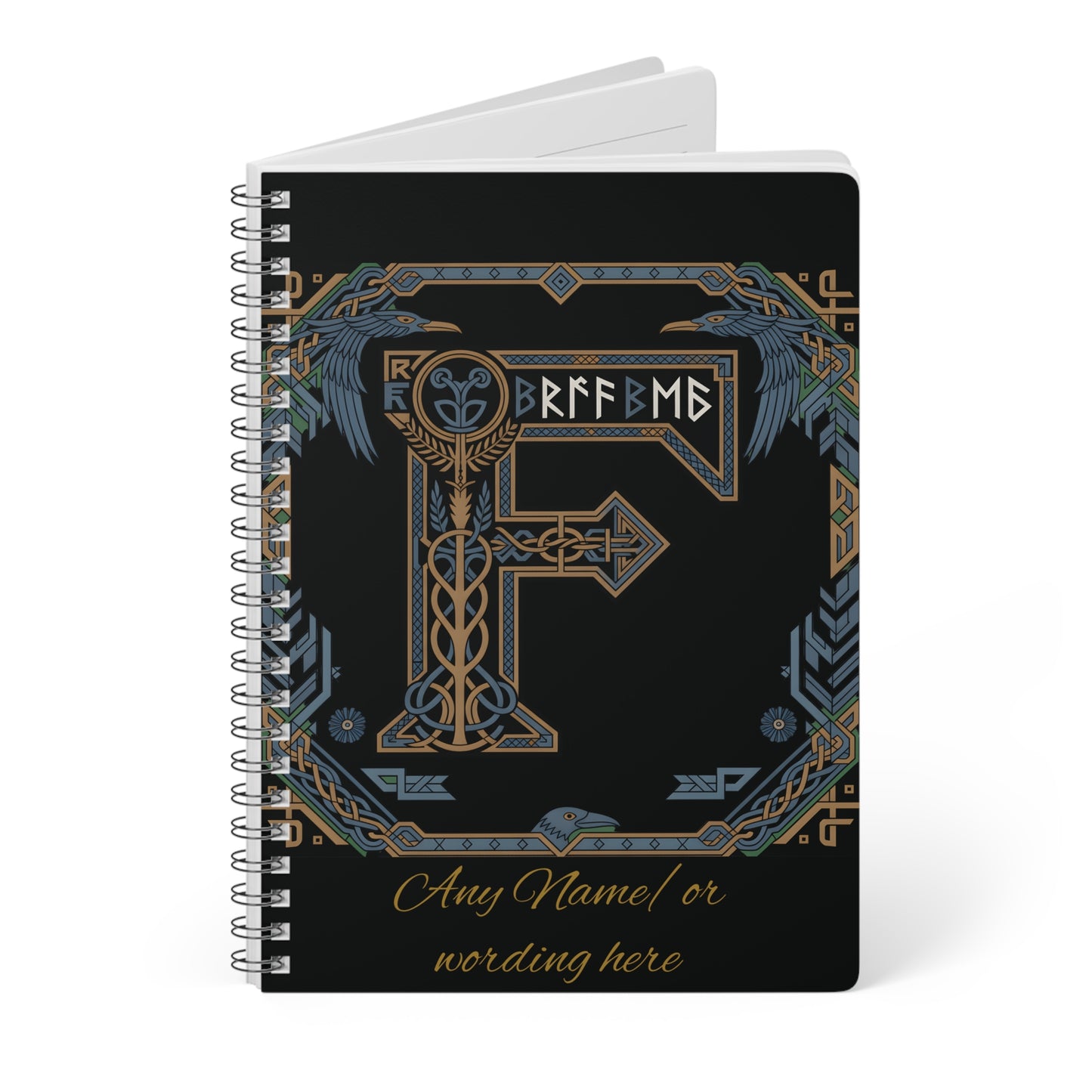 Personalized Norse Witchy Monogram A5 Notebook, Custom Journal,Monogram Notebook, Grimoire Journal, Book Of Shadows, Viking Grimoire Journal