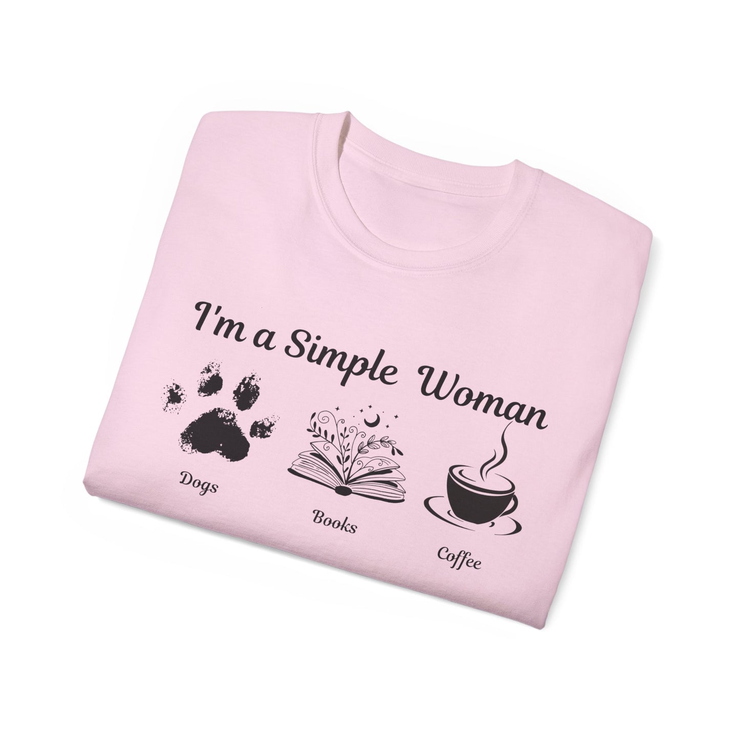 I'm a Simple Woman T Shirt, Paw Print Shirt, express your pet love and book nerd vibes whilst sipping on your caffine fix.