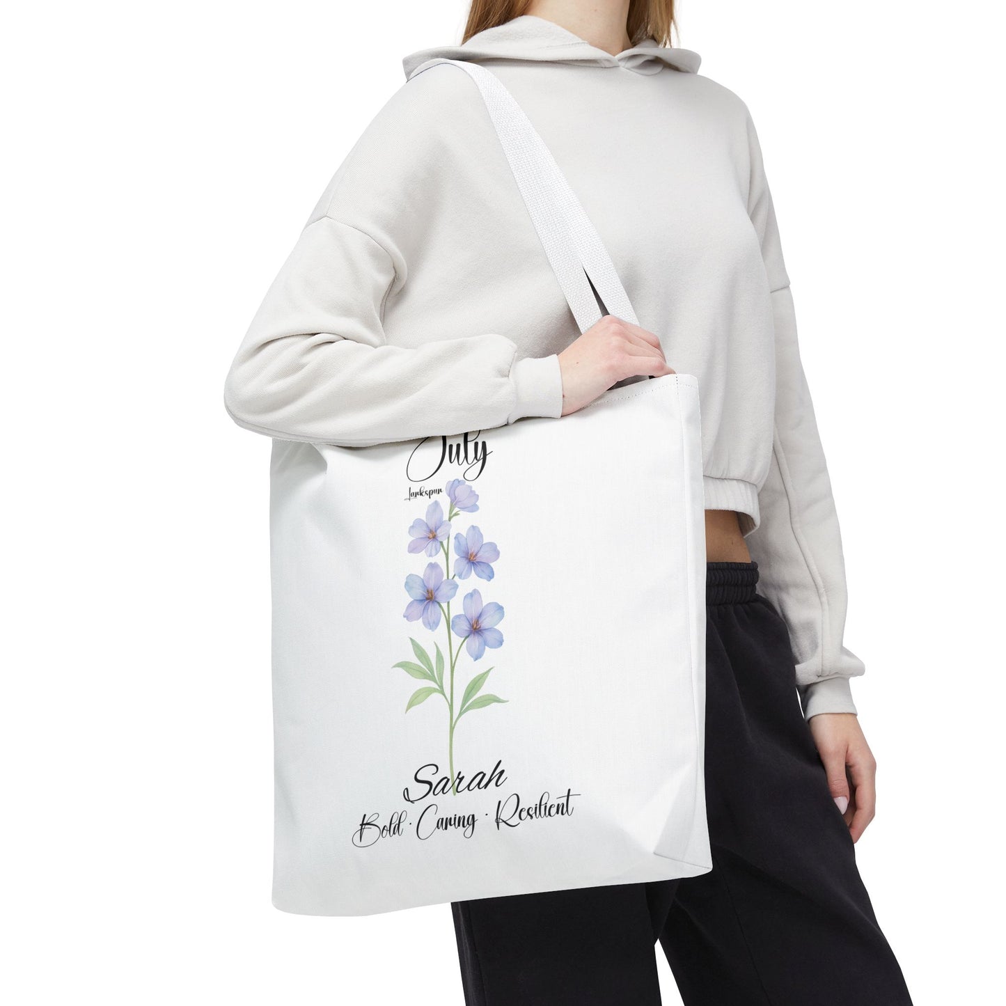 Personalized birth month flower tote bag for her, milestone birthdays, bestfriend gift.