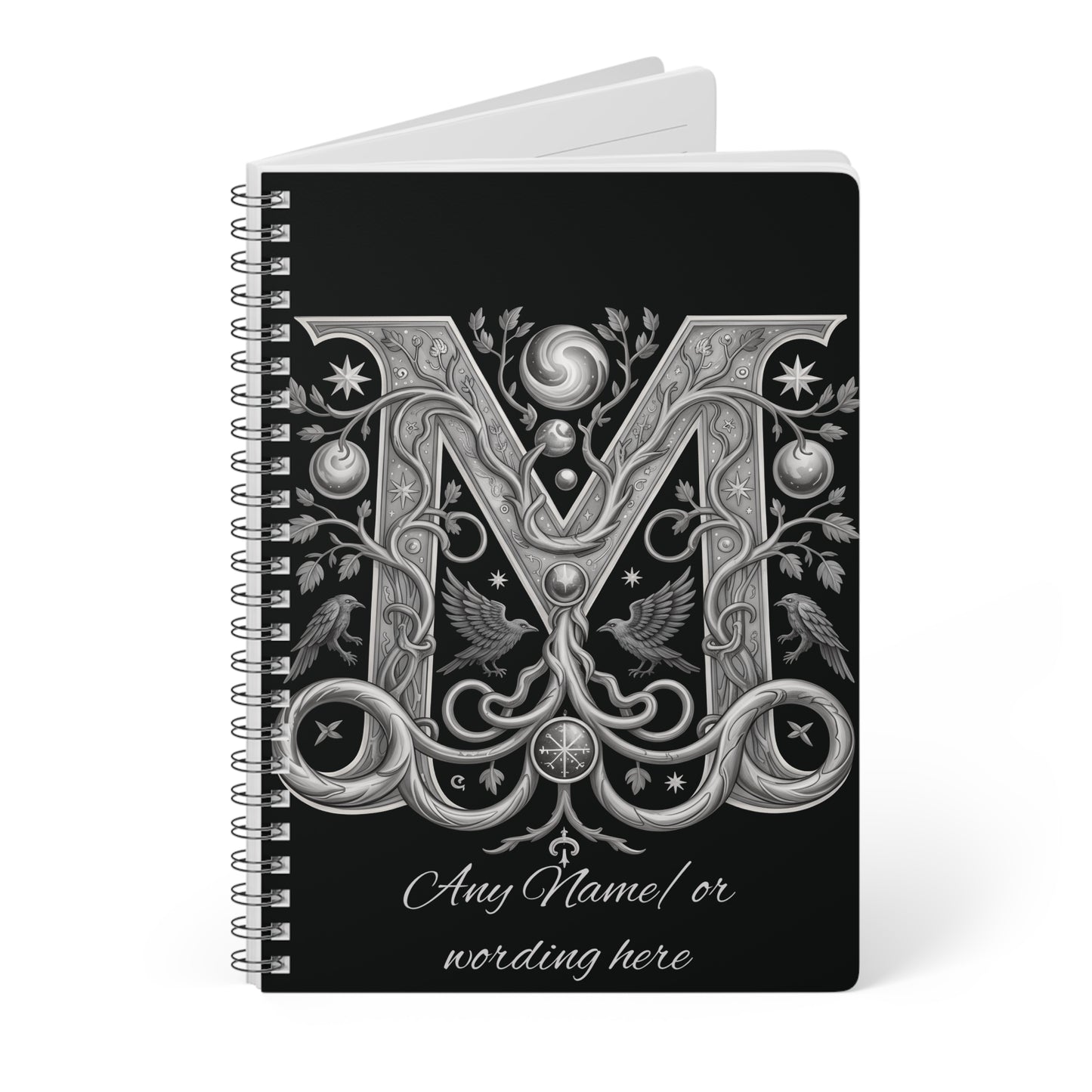 Personalized Norse Witchy Monogram A5 Notebook, Custom Journal.