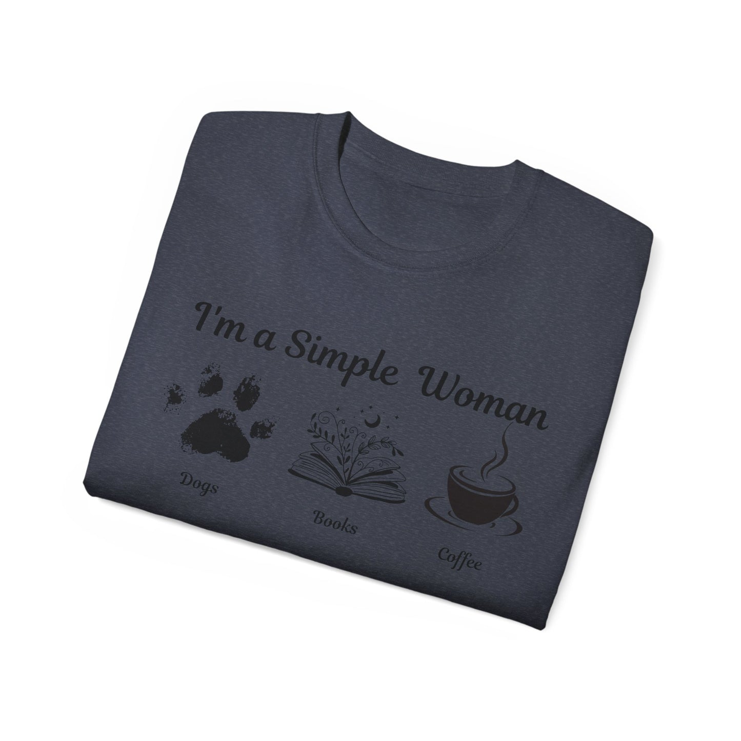 I'm a Simple Woman T Shirt, Paw Print Shirt, express your pet love and book nerd vibes whilst sipping on your caffine fix.