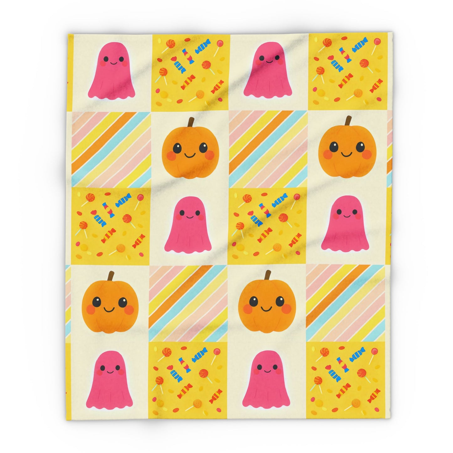 Halloween Ghosty Pumpkin Sweets Fleece Blanket, Perfect for snuggling during chilly nights,a cherished piece of spooky season decor.