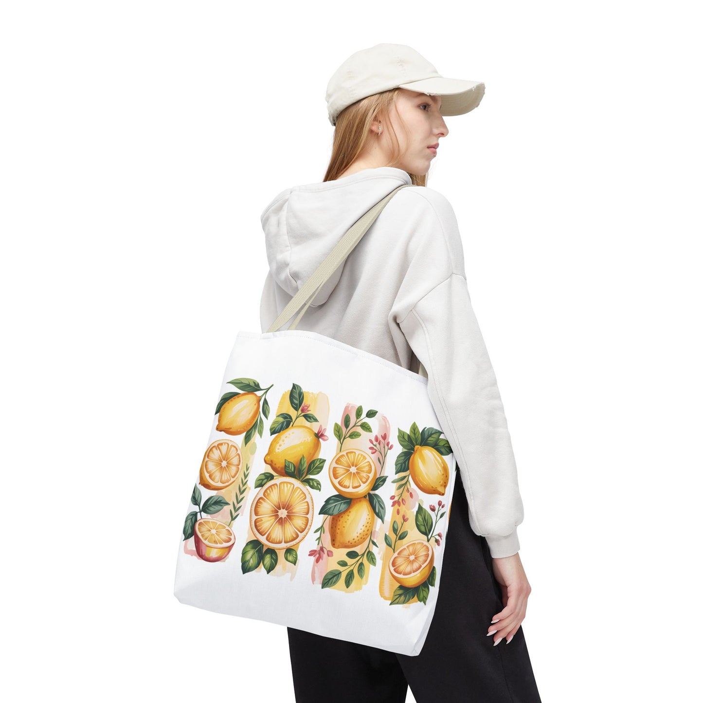 lemon tote bag, large grocery tote, alternative gifts