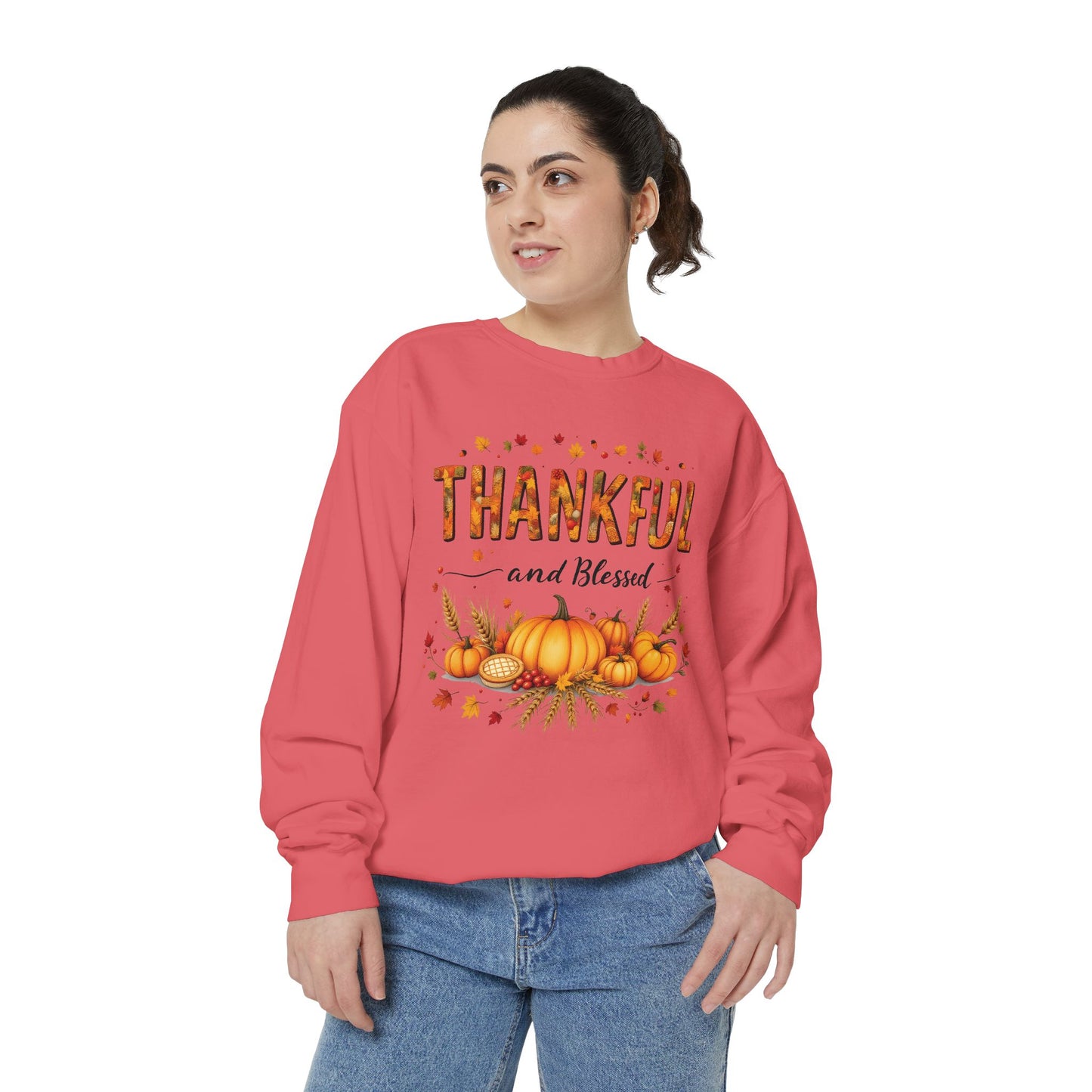 Thankful and Blessed Comfort Colours Sweatshirt, Cozy Fall Apparel, Fall Harvest Top,