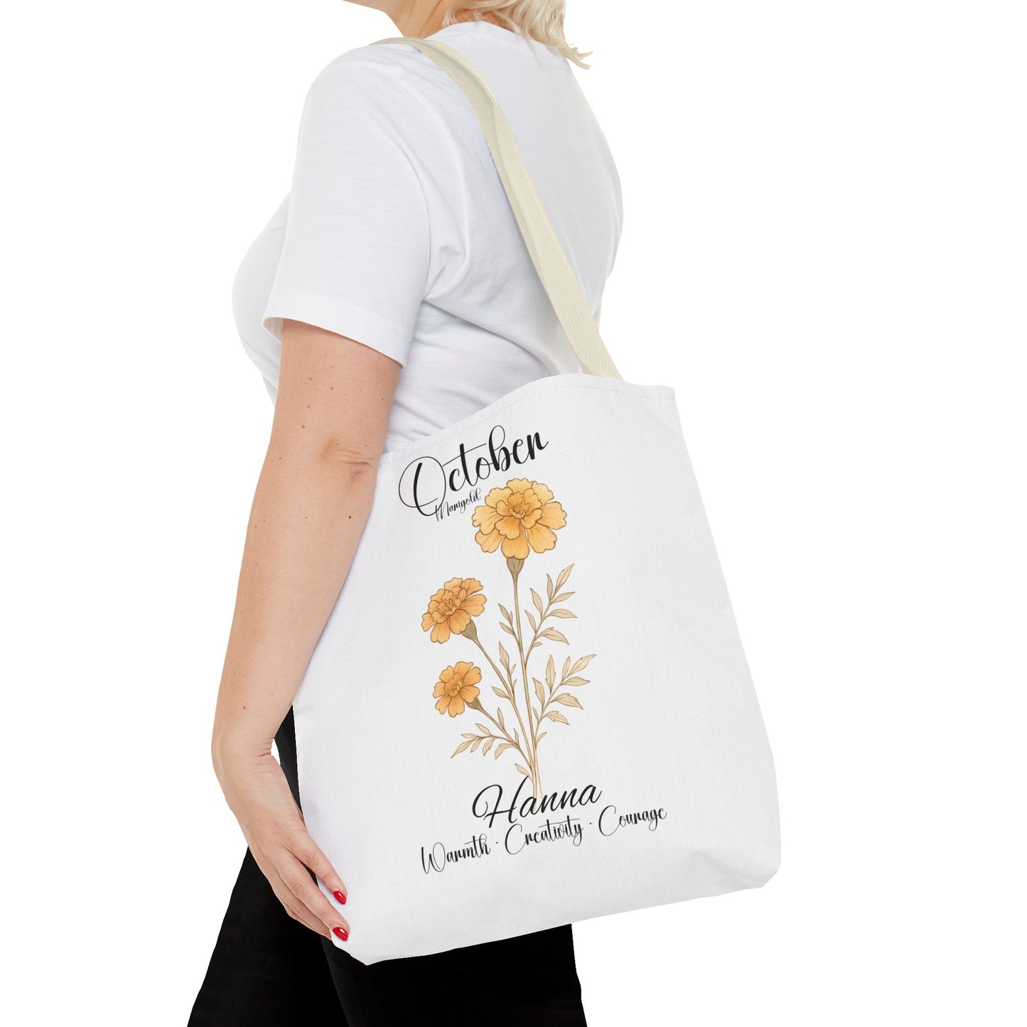 Personalized floral gift tote bag for her, birth month flower, milestone birthdays, bestfriend gift.