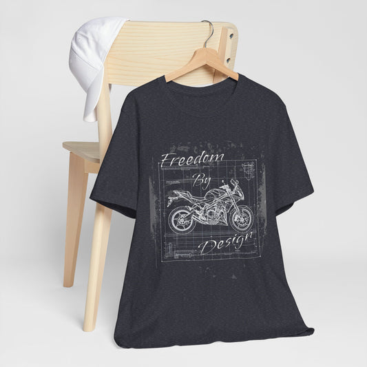 Freedom By Design Motorcycle T-Shirt , Blueprint Motorbike Tee , Biker Dad Gift , Mechanic Shirt , Motorcycle Rider Gift for Him