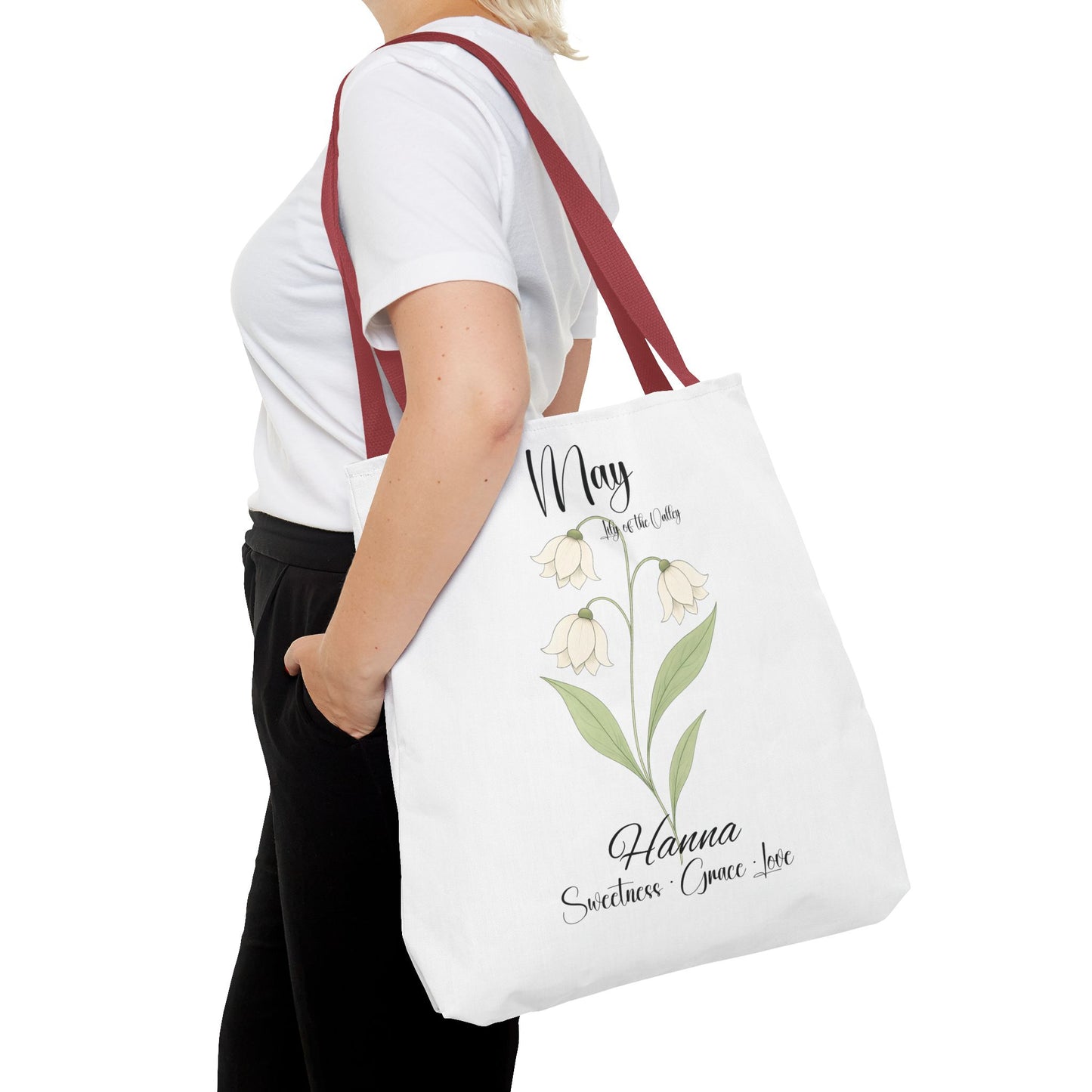 Personlised birth month flower bag for her, milestone birthdays, bestfriend gift.