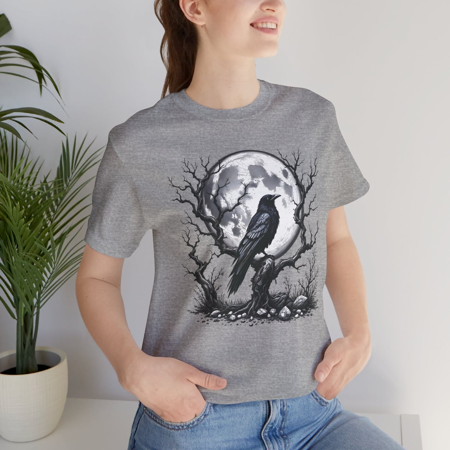Moonlit Raven Shirt, Raven T Shirt, Black Crow Tee, Crows T Shirt, Pagan Shirt.