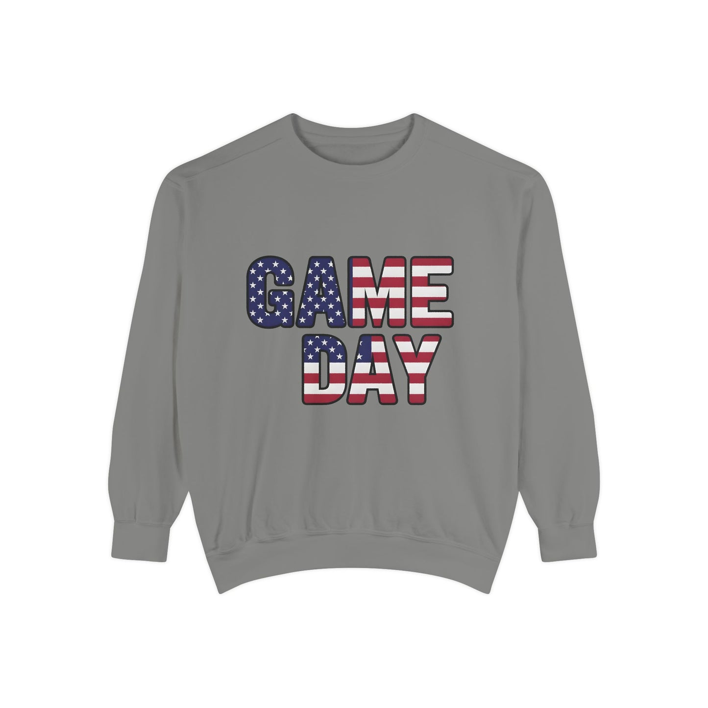 Game Day Comfort Colors sweatshirt, patriotic sweater, sports apparel.
