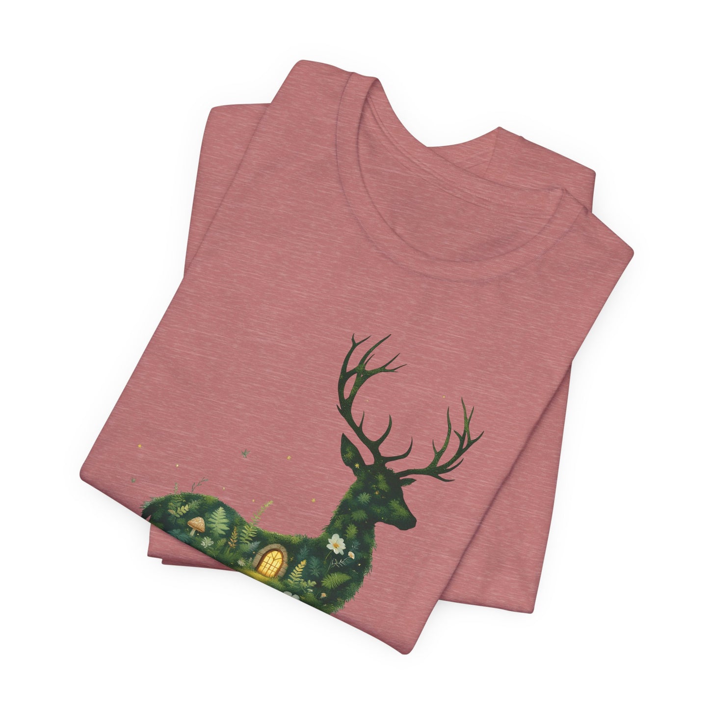 Moss Deer Silhouette Shirt, Forestcore Tee, Botanical Nature Animal Print, Woodland Gift