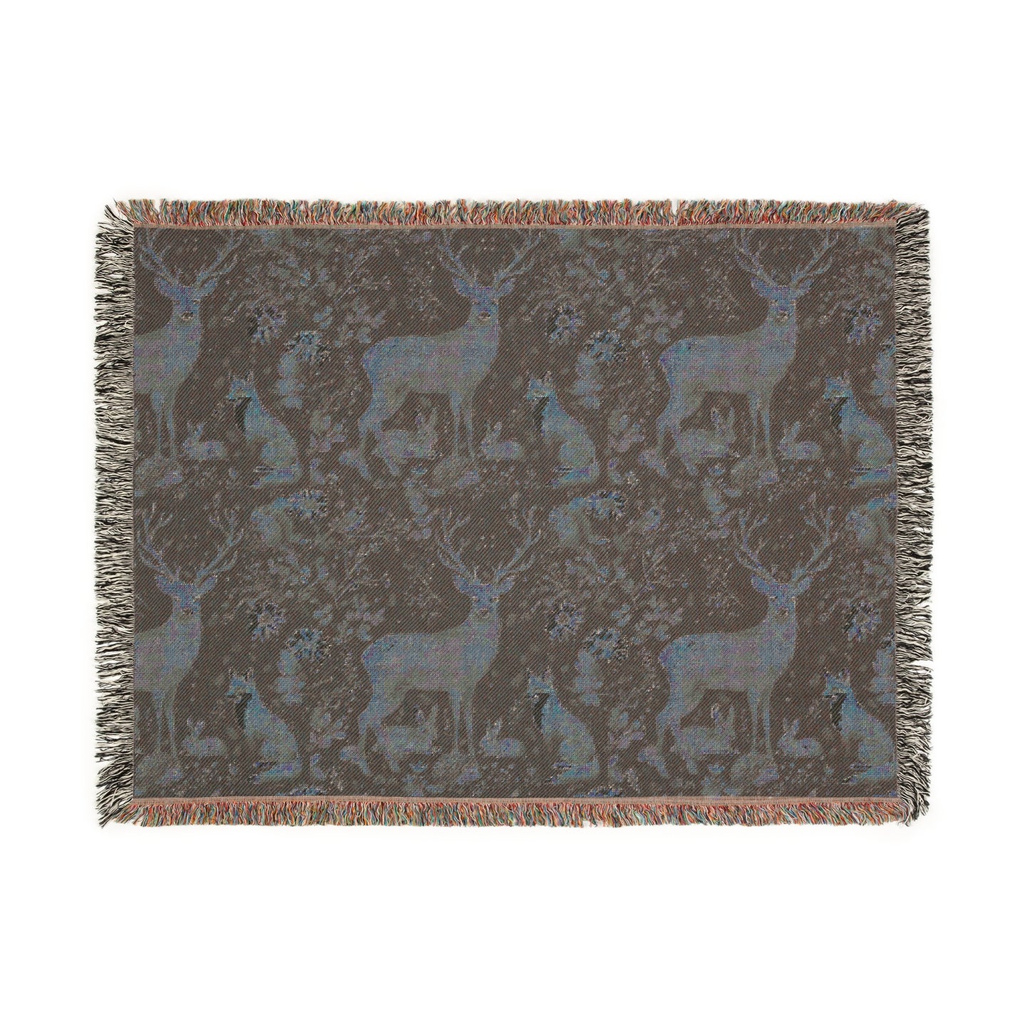 Cozy Nature-Inspired Woven Blanket, Rustic Decor, Gifts for Campers, Deer Tapestry, Warm Throw for Home