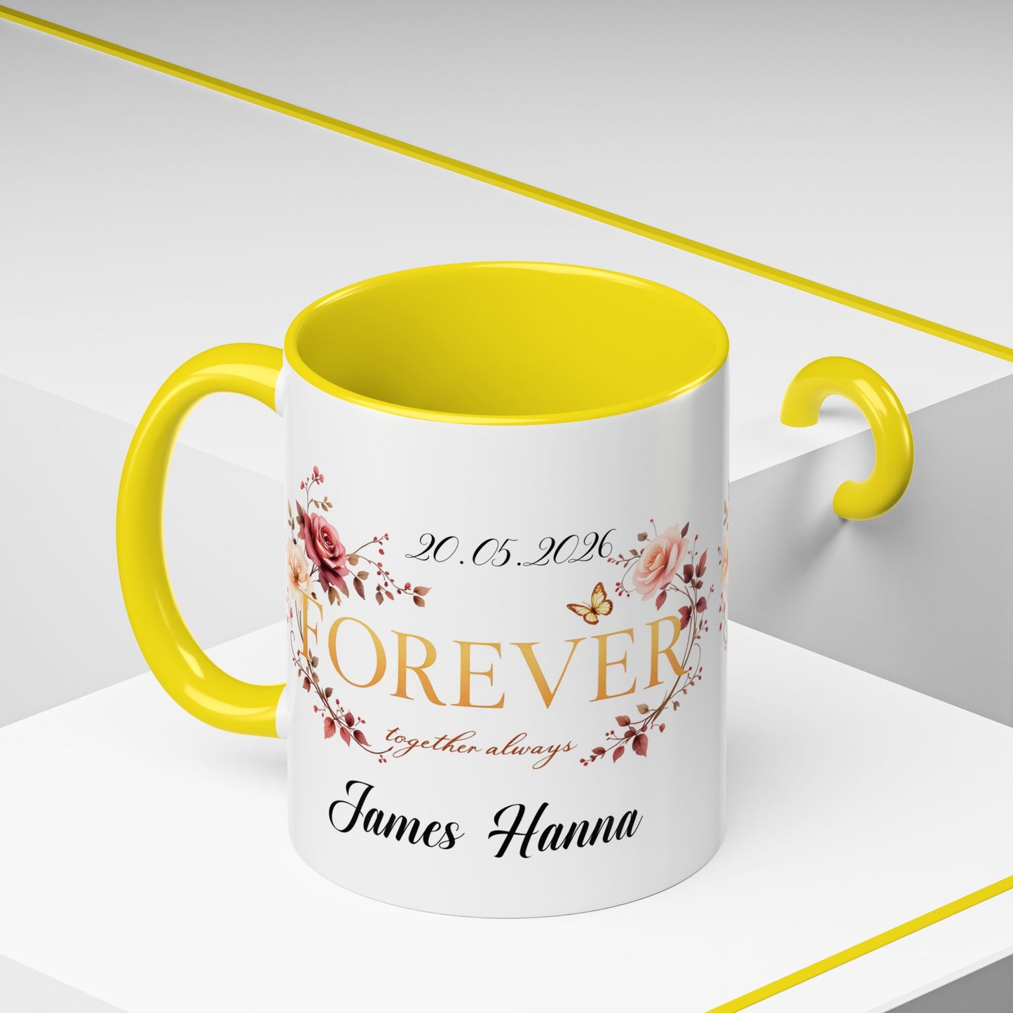 Custom wedding mug, valentines day gift, anniversary mug, bridal shower mug.