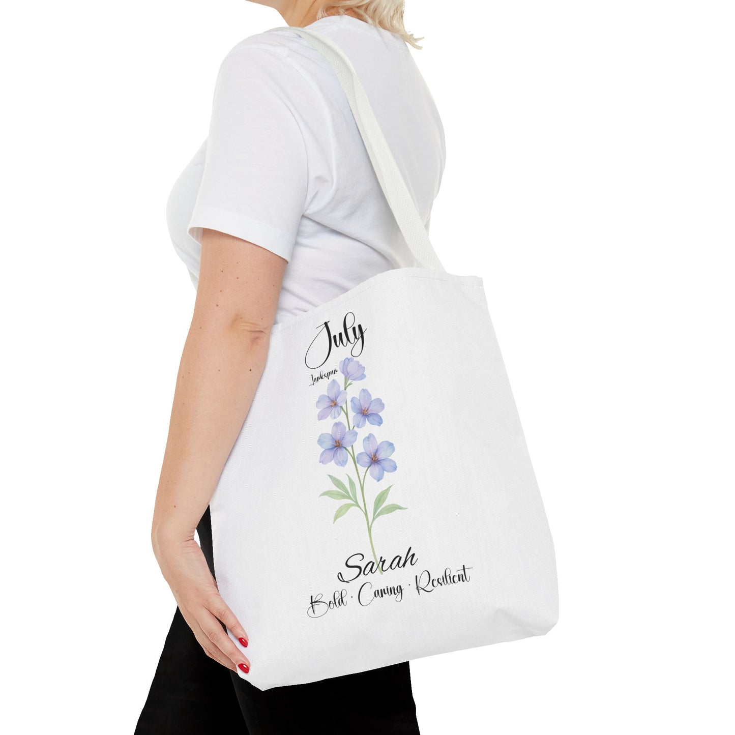 Personalized birth month flower tote bag for her, milestone birthdays, bestfriend gift.