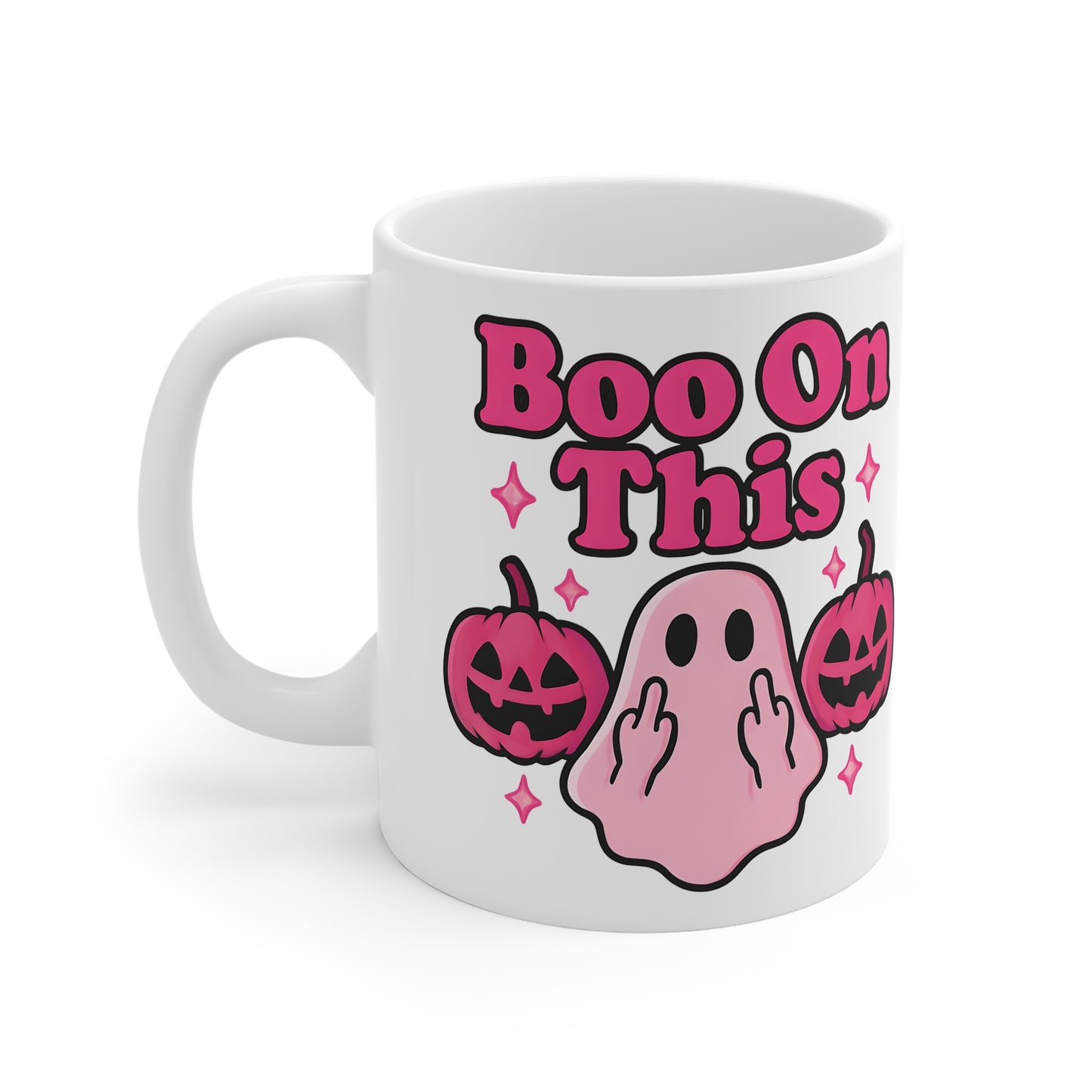 Boo On This Pink Ghosty Halloween Mug, whimsical blend where charm meets spooktacular fun.