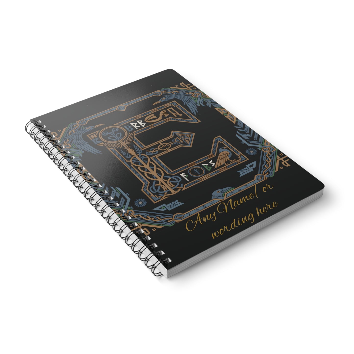 Personalized Norse Witchy Monogram A5 Notebook, Custom Journal,Monogram Notebook, Grimoire Journal, Book Of Shadows, Viking Grimoire Journal