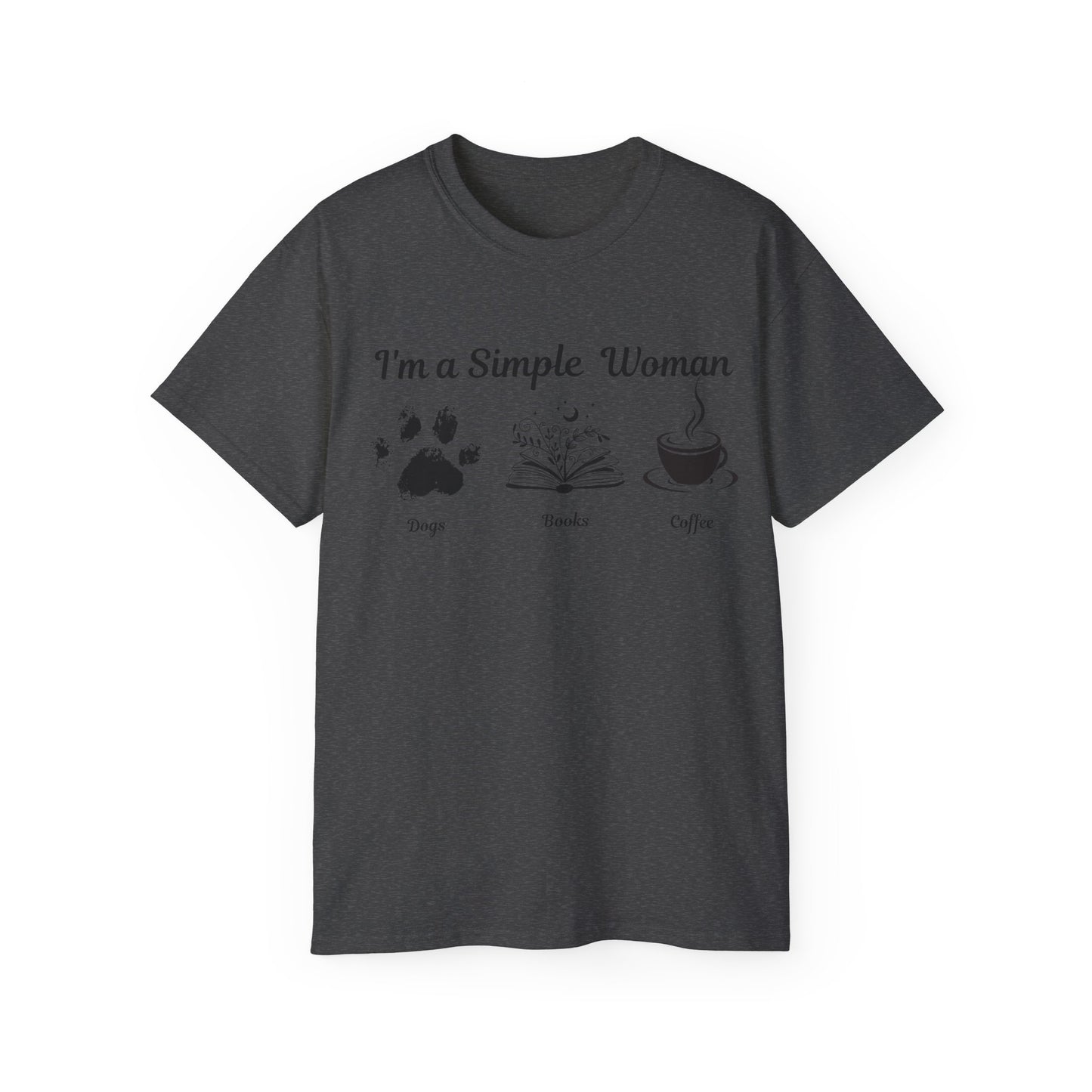 I'm a Simple Woman T Shirt, Paw Print Shirt, express your pet love and book nerd vibes whilst sipping on your caffine fix.