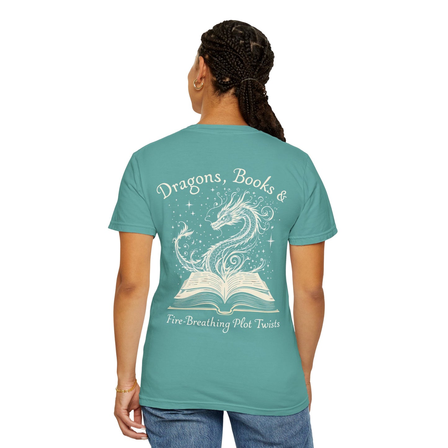 Book Lover Tee, Comfort Colors Dragon Shirt, Fantasy Reader, Bibliophile Gift.
