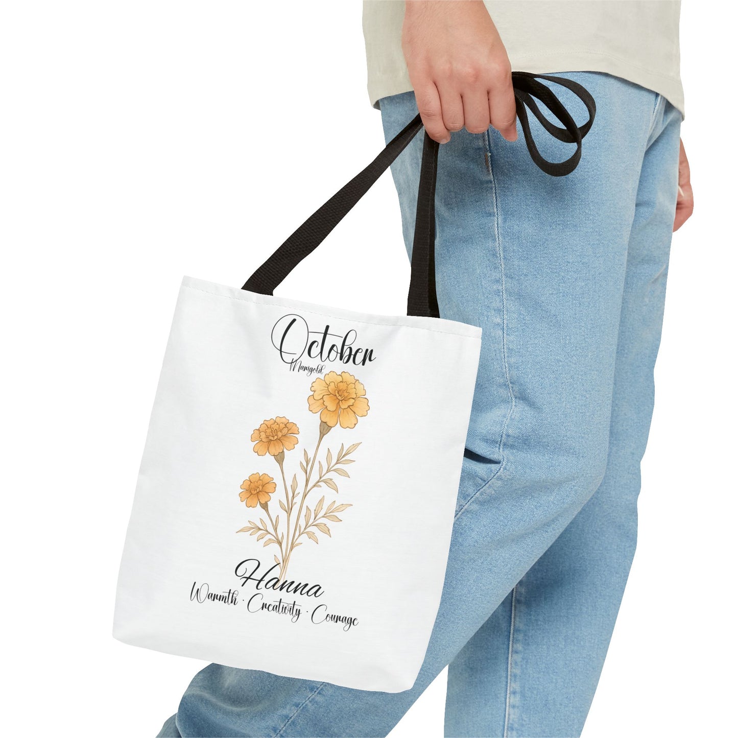 Personalized floral gift tote bag for her, birth month flower, milestone birthdays, bestfriend gift.