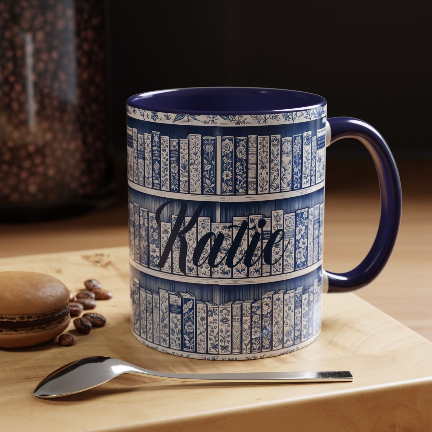 Personalized floral coffee cup, cozy reading bookish gift, book lover birthday gift.