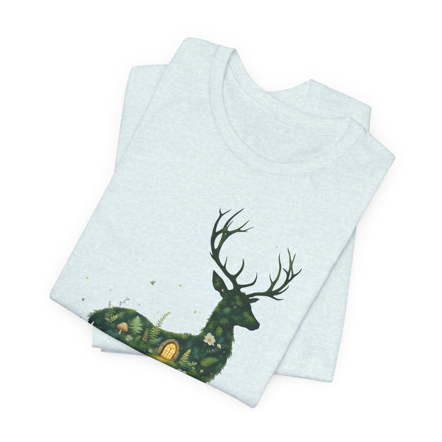 Moss Deer Silhouette Shirt, Forestcore Tee, Botanical Nature Animal Print, Woodland Gift