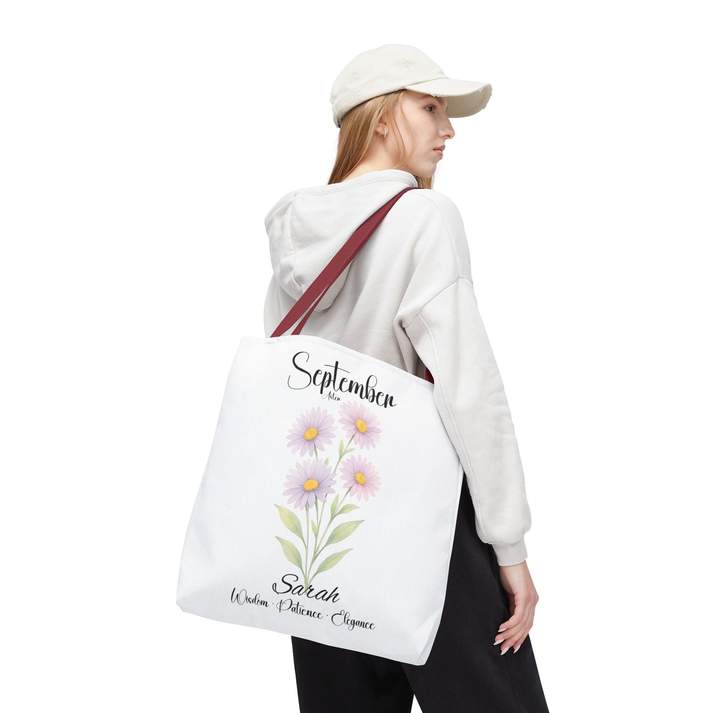 Personalized Best Friend tote bag for her, Birth Month Flower, milestone birthdays.