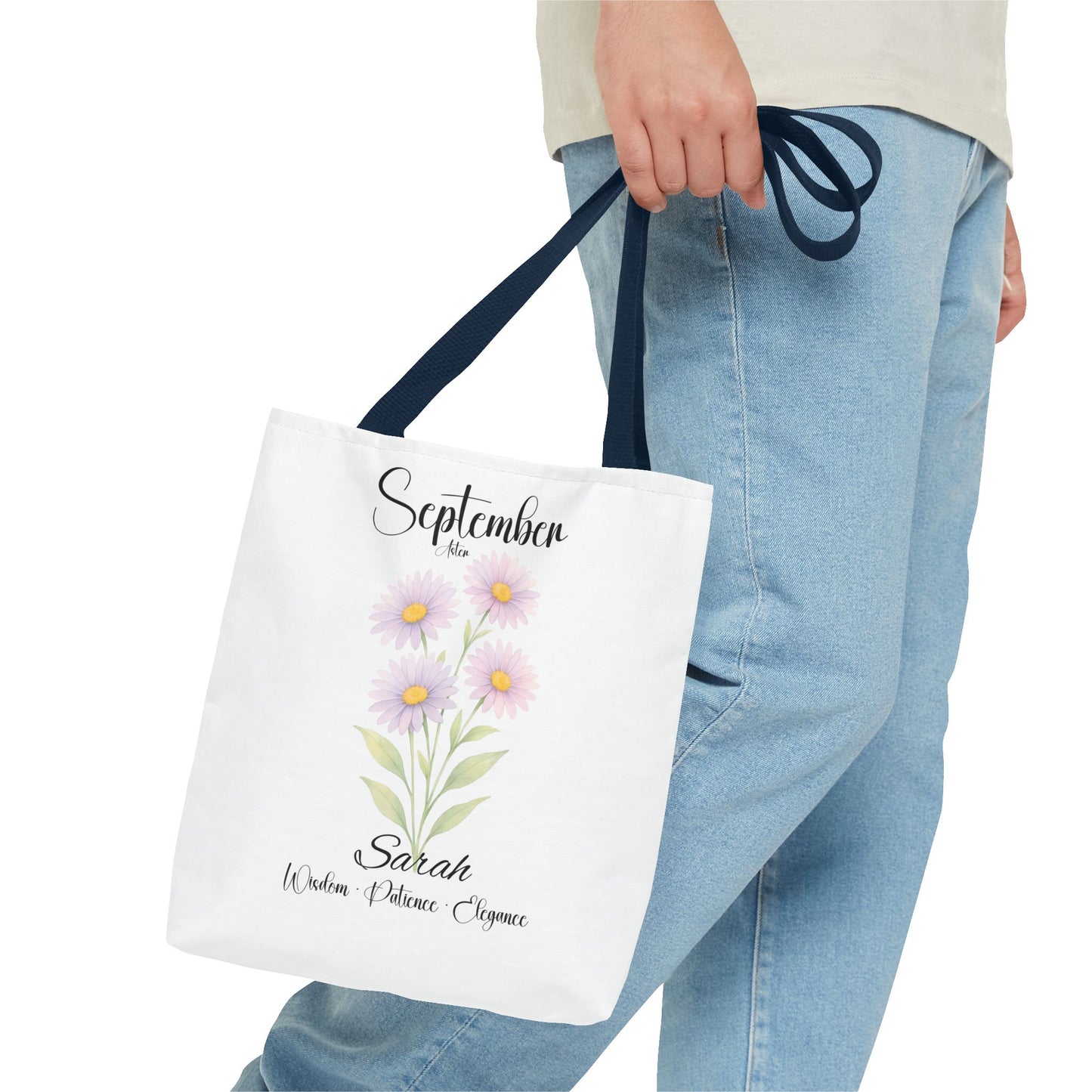 Personalized Best Friend tote bag for her, Birth Month Flower, milestone birthdays.
