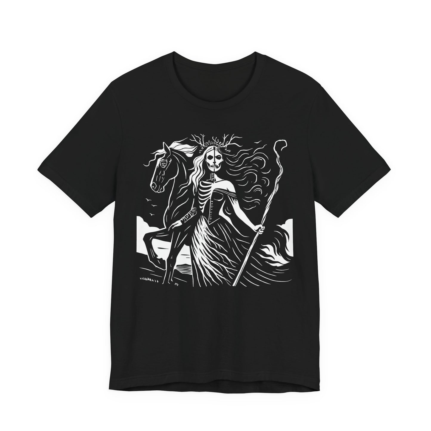 Pagan Goddess Hel Viking T-shirt, This piece of Viking apparel is more than just a shirt; it's a tribute to the enigmatic goddess of death.